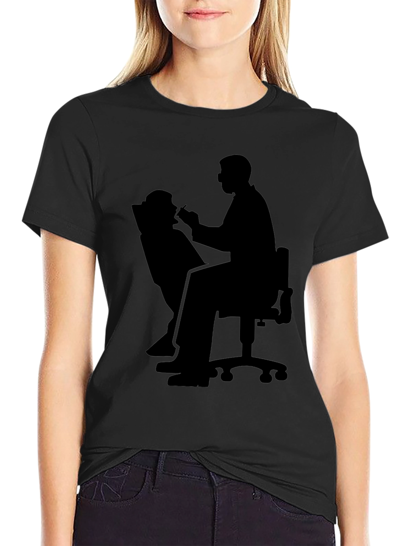 Black Dentist Silhouette Graphic T-Shirt view 2