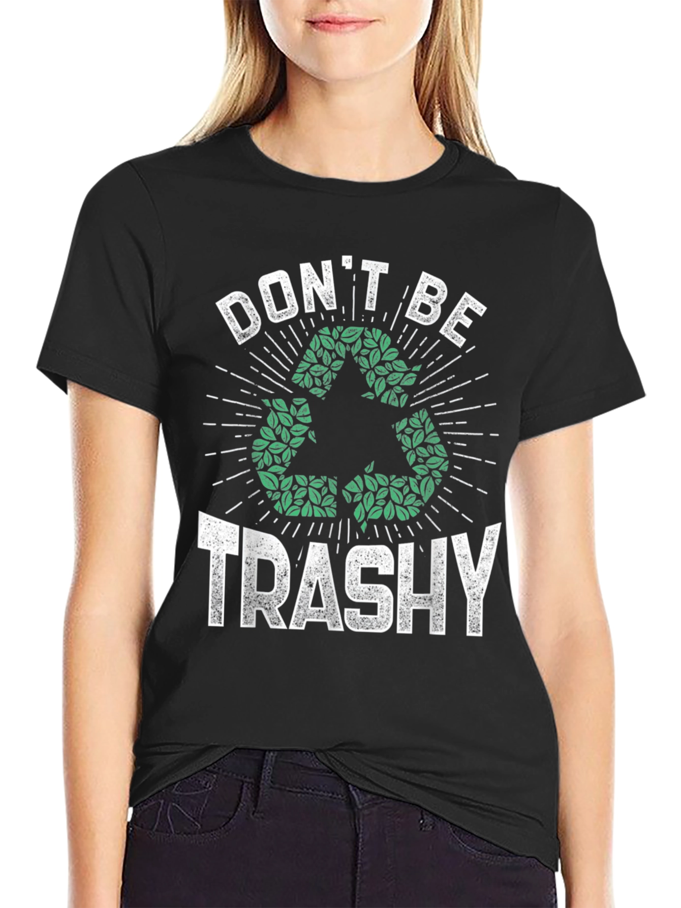 Black Eco-Friendly 'Don't Be Trashy' Graphic Tee view 2