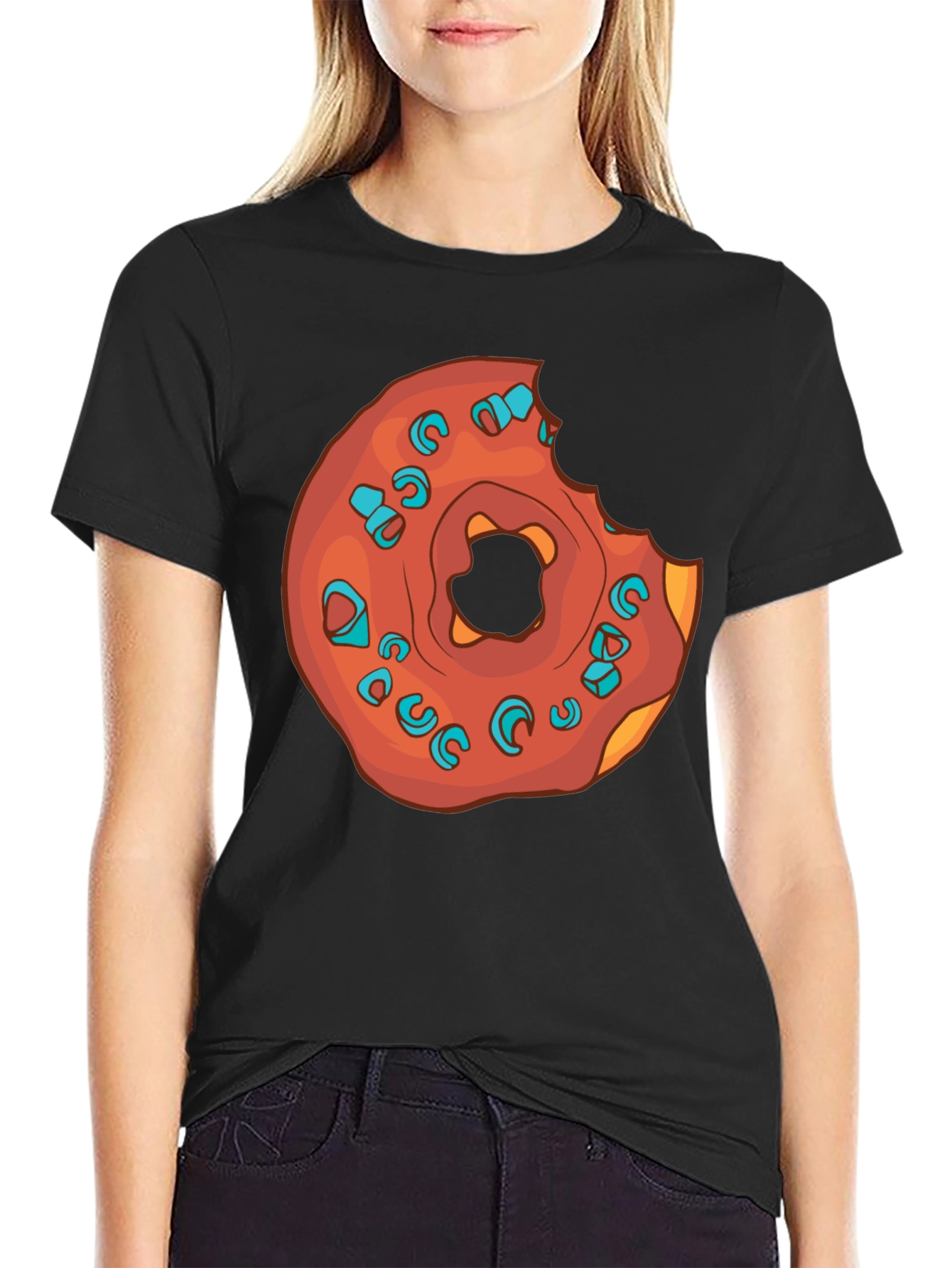 Black Donut Graphic Black T-Shirt - Sweet Style! view 2