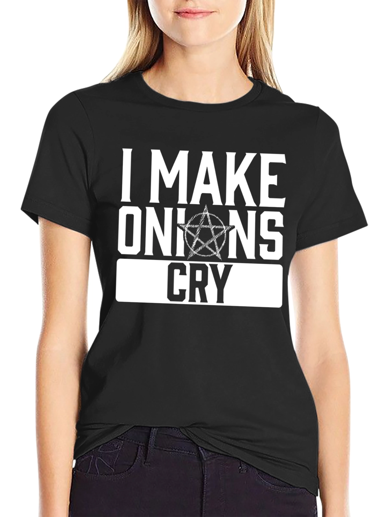 Black I Make Onions Cry Graphic Tee - Black view 2