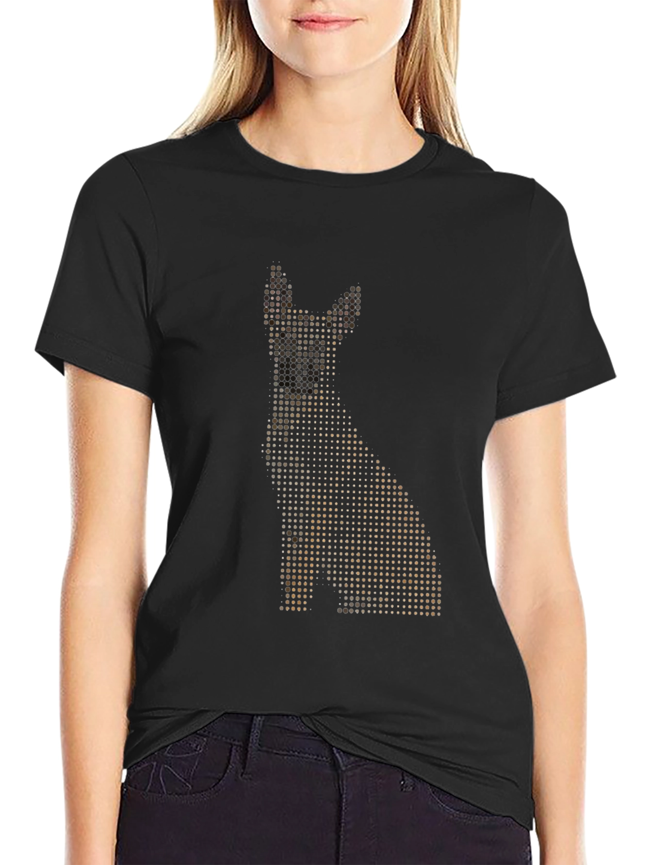 Black Dotted Dog Graphic T-Shirt view 2