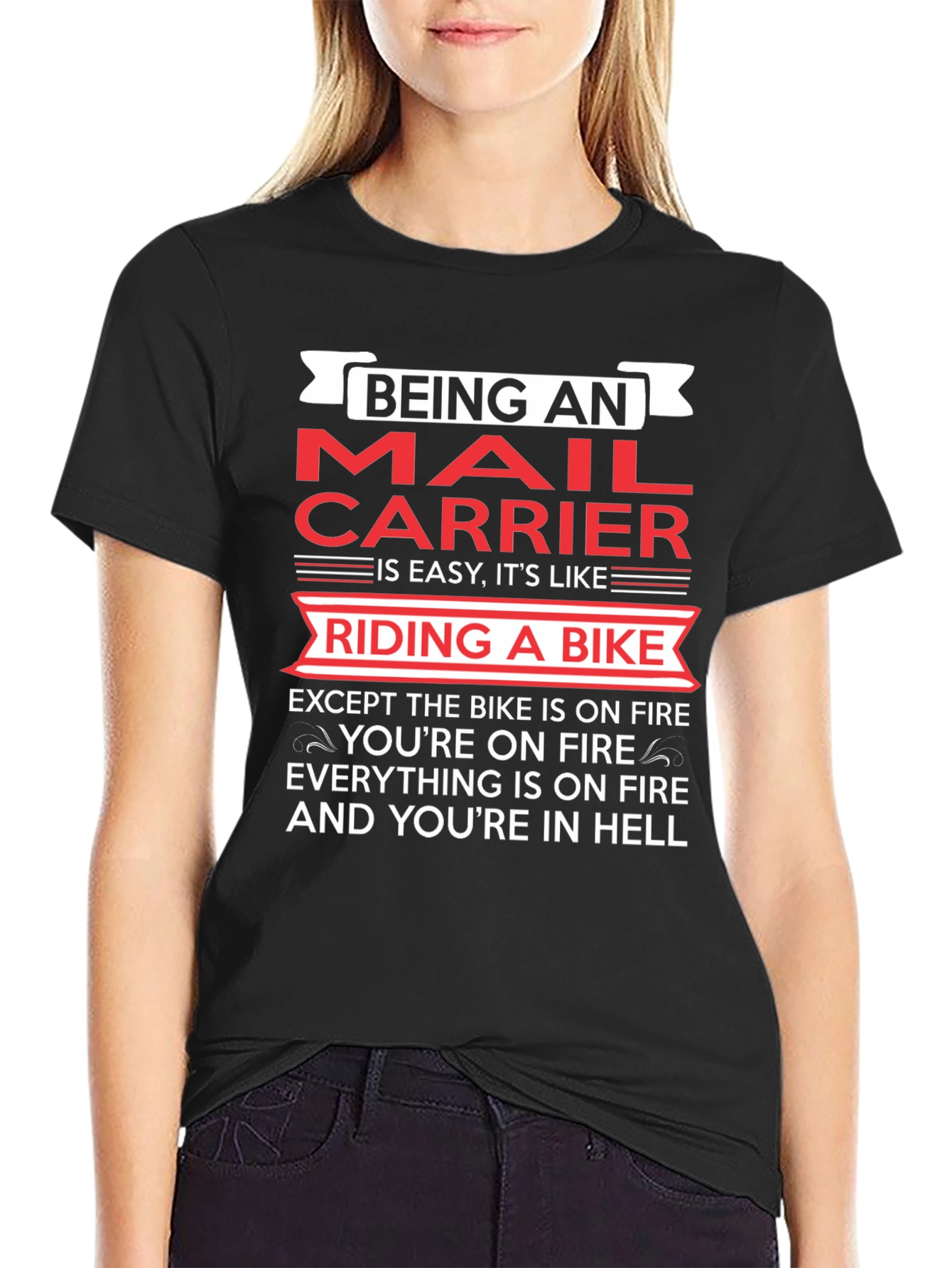 Black Mail Carrier T-Shirt: On Fire Humor view 2