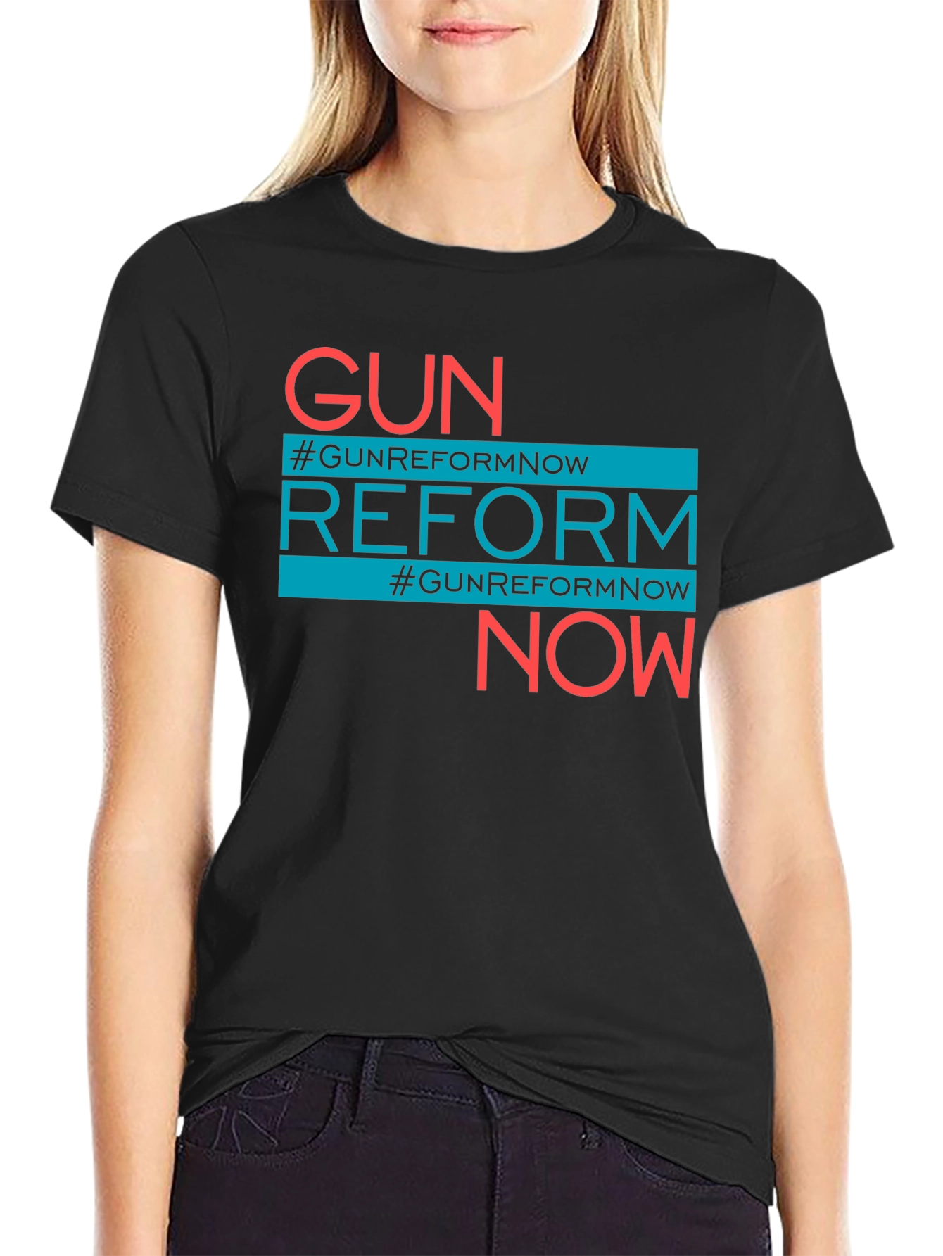 Black Gun Reform Now Graphic T-Shirt view 2