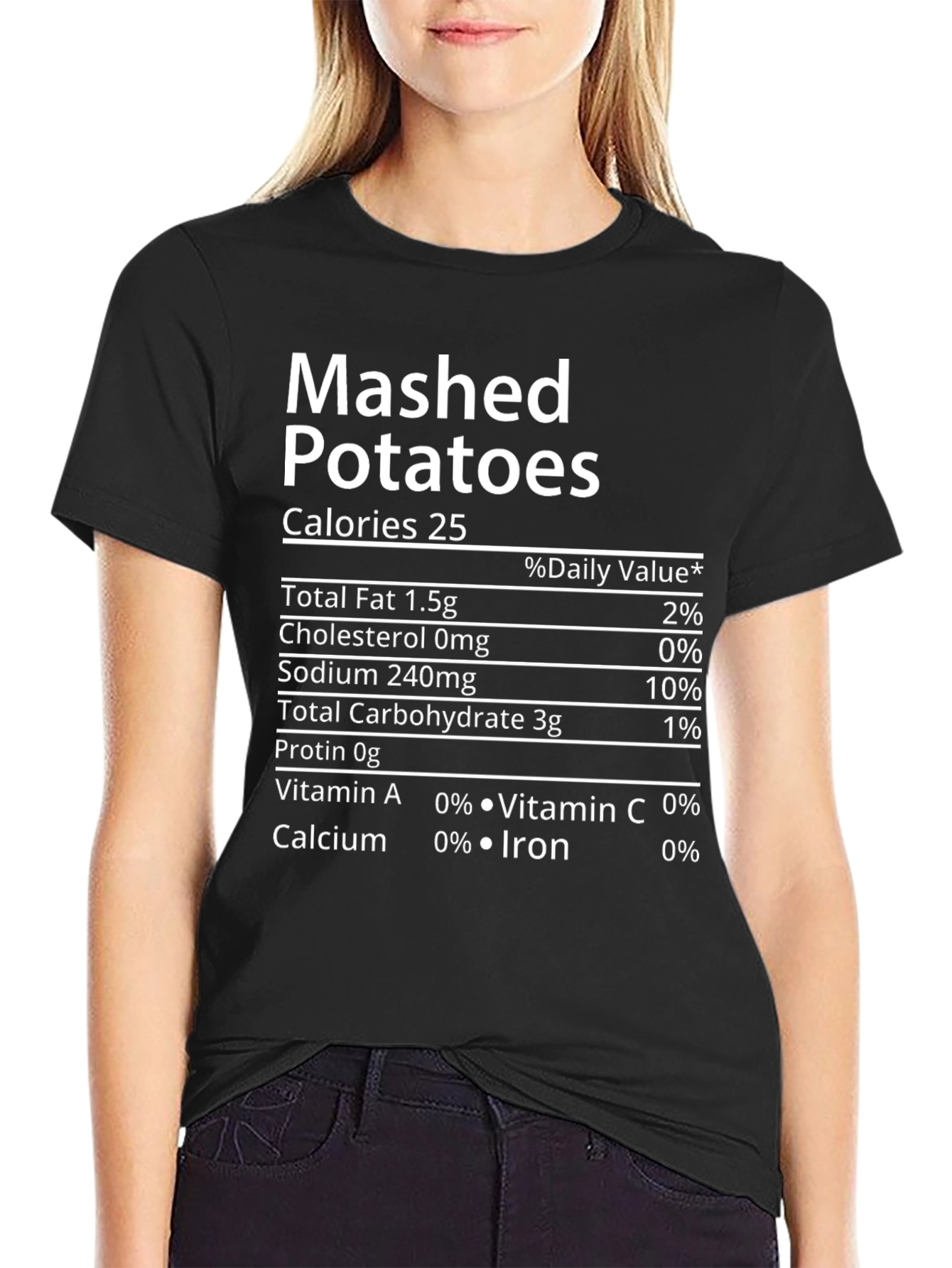 Mashed Potatoes Nutrition Facts Funny T-Shirt - 2