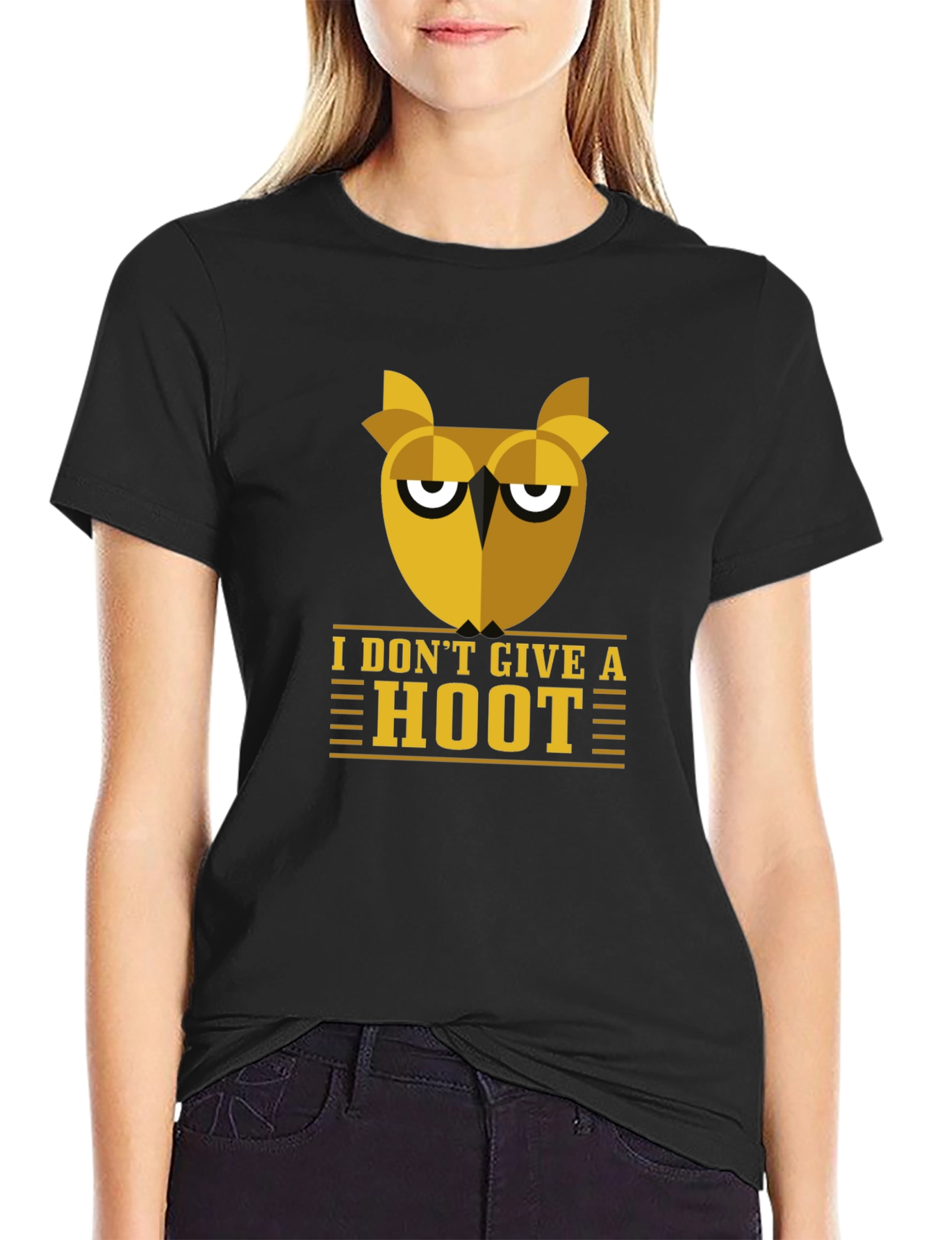 Black I Don't Give A Hoot Owl Graphic Tee view 2