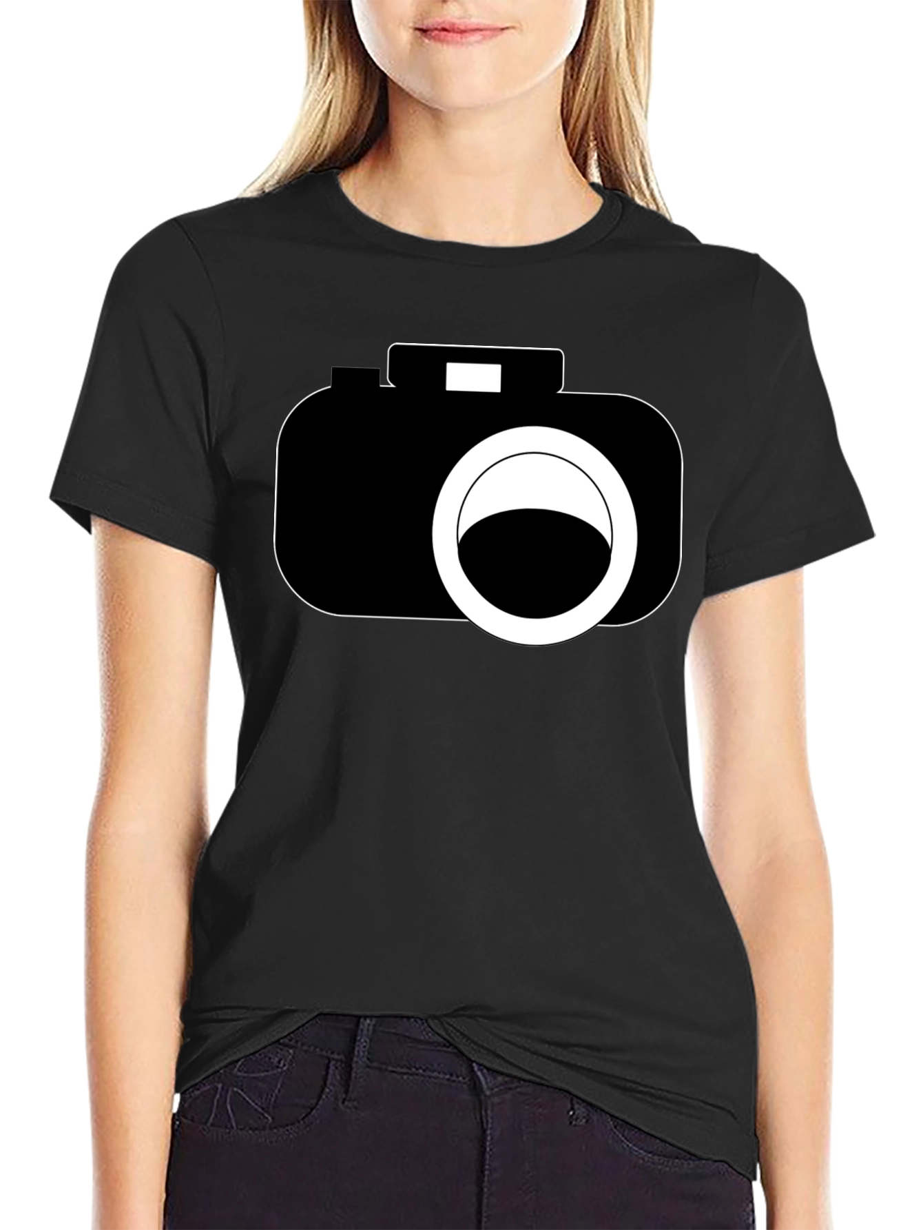 Black Camera Graphic Black T-Shirt - Photography Lover view 2
