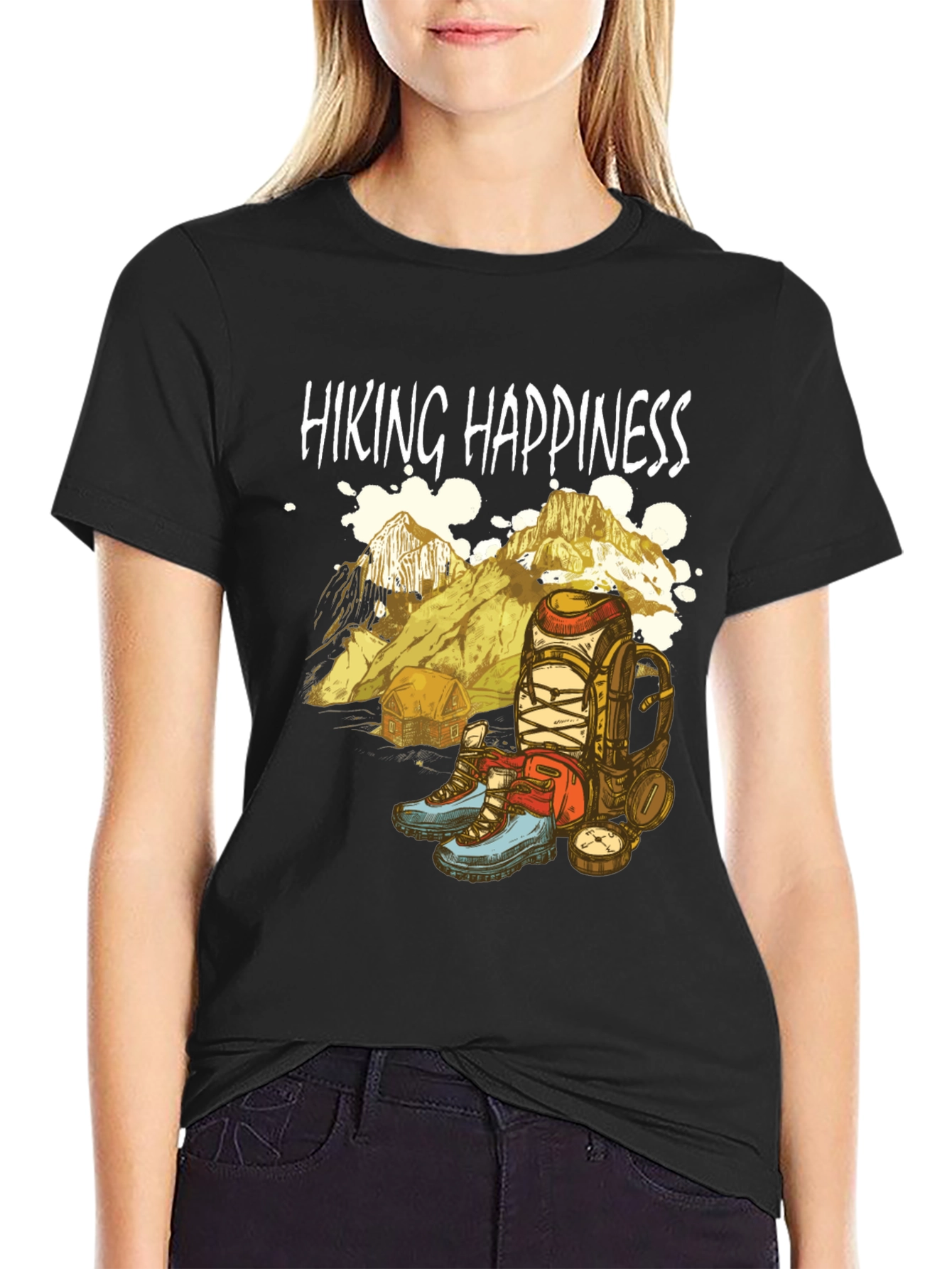 Black Hiking Happiness Graphic Tee - Adventure Awaits! view 2