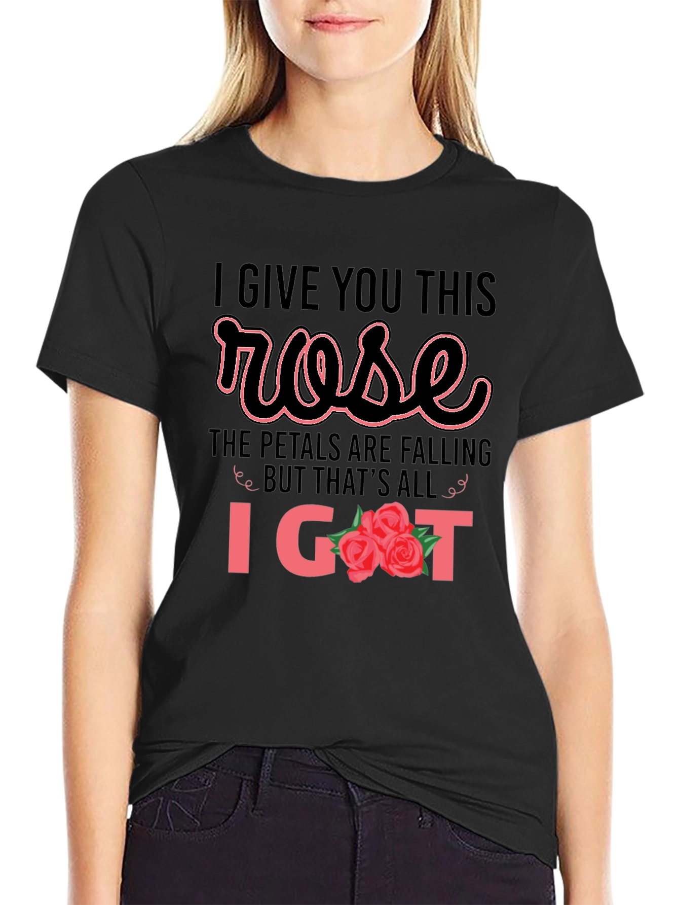 Black I Give You This Rose Graphic T-Shirt view 2
