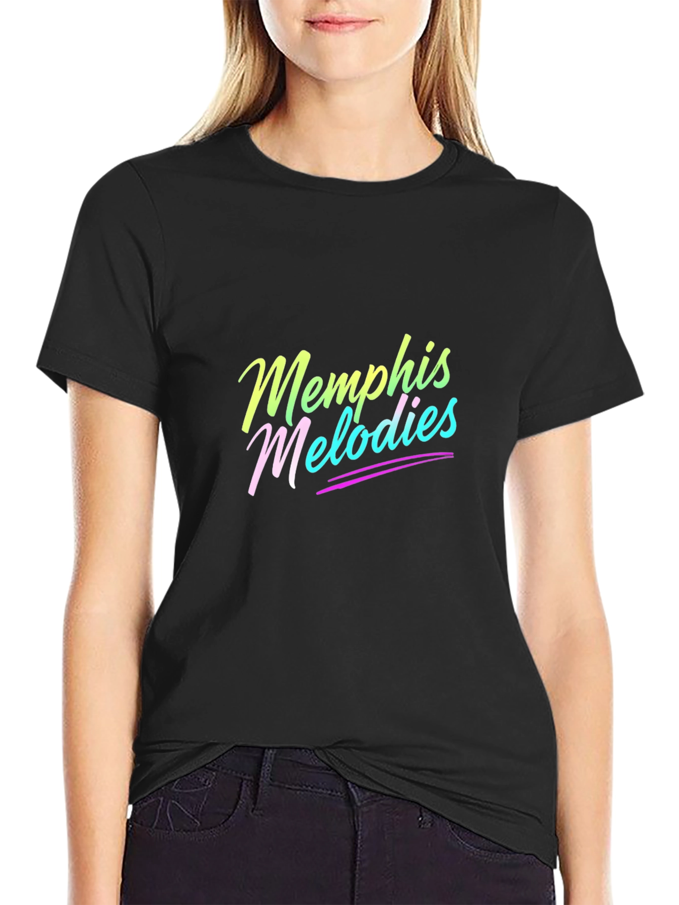 Black Memphis Melodies Black Cotton Graphic Tee view 2