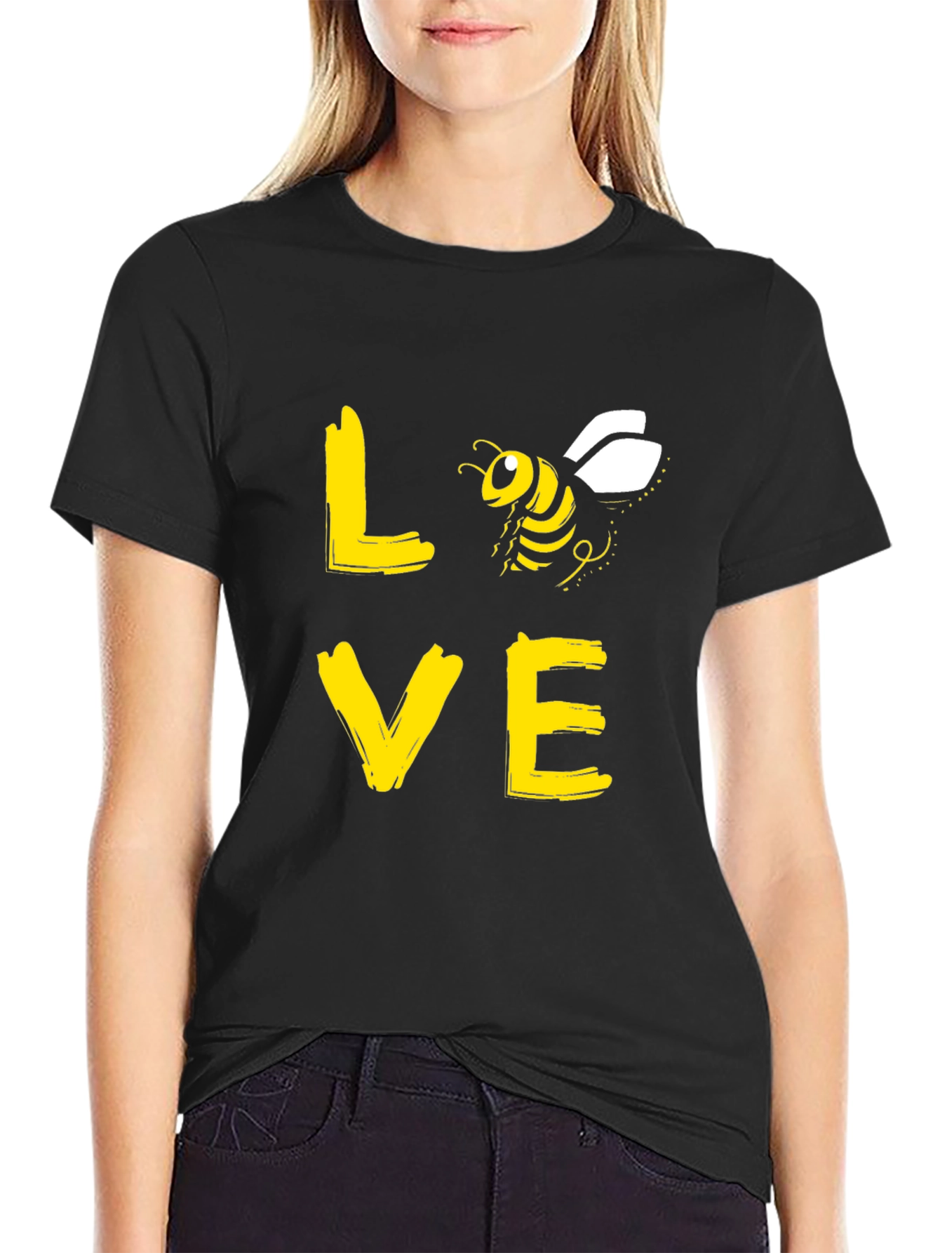 Black Love Bee Graphic T-Shirt - Black view 2