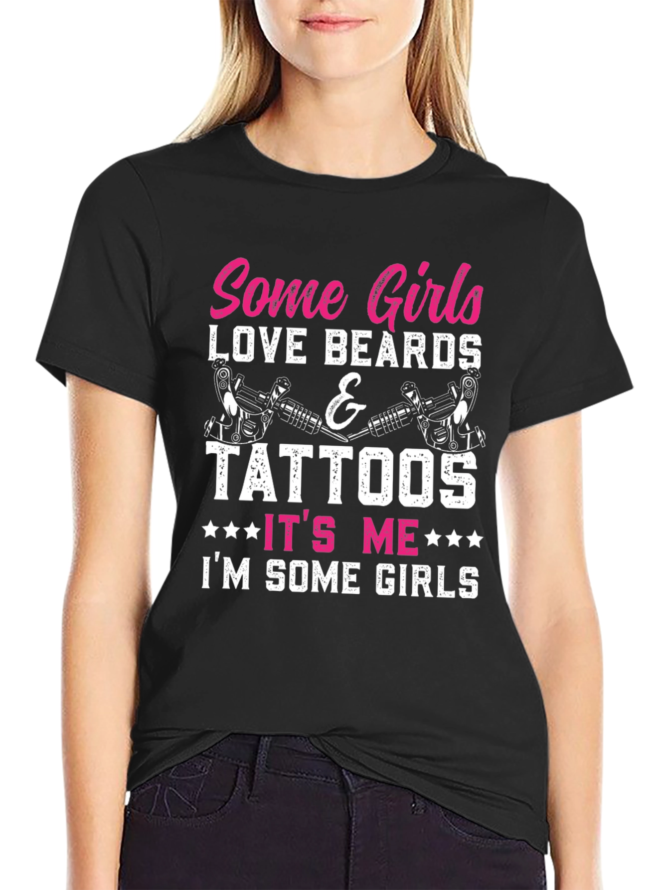 Black Some Girls Love Beards & Tattoos Graphic Tee view 2