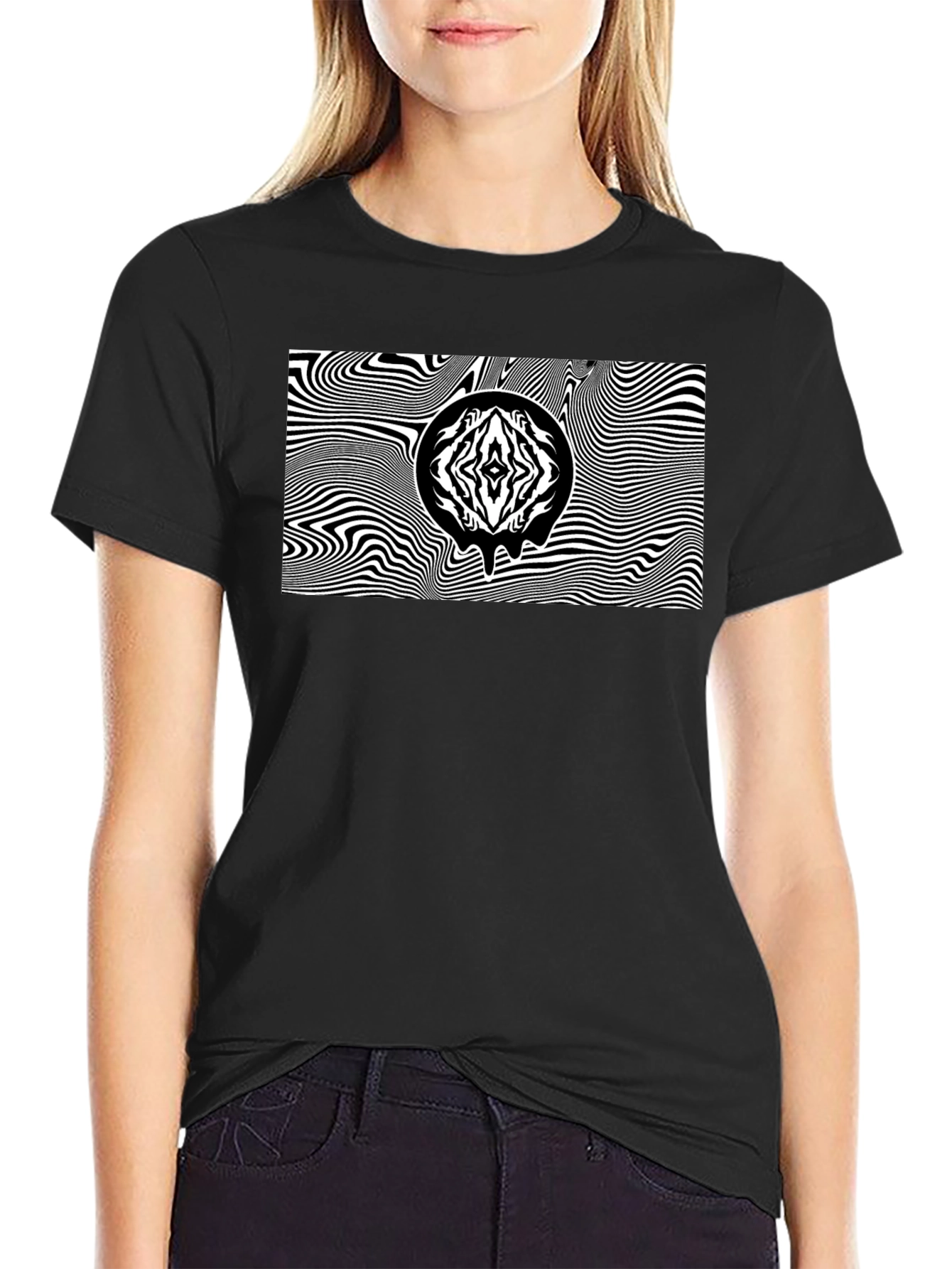 Black Abstract Graphic Tee - Black Unisex T-Shirt view 2