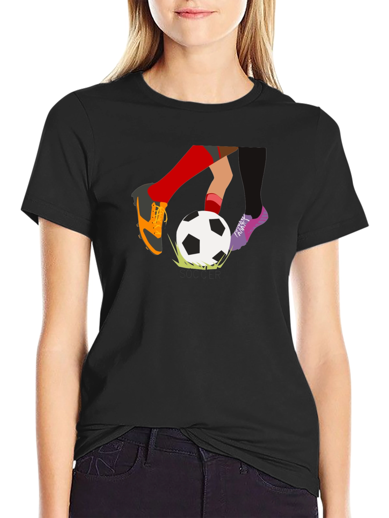 Black Soccer Kick T-Shirt - Black, Unique Design view 2