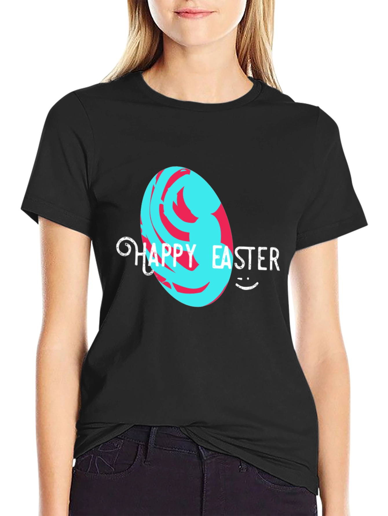 Camiseta Negra "Felices Pascuas" Diseño Huevo