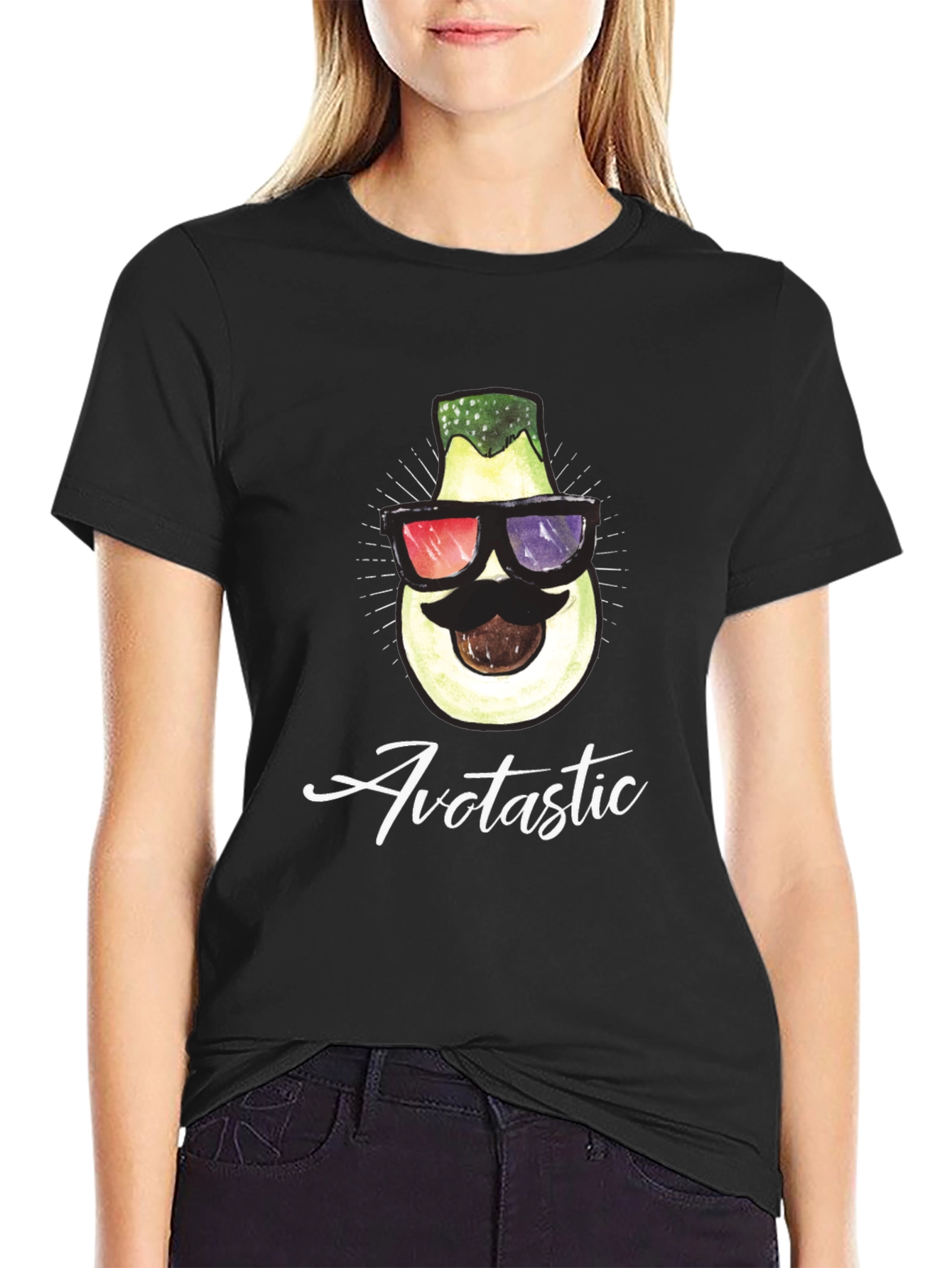 Black Avotastic Graphic Tee - Cool Avocado T-Shirt view 2