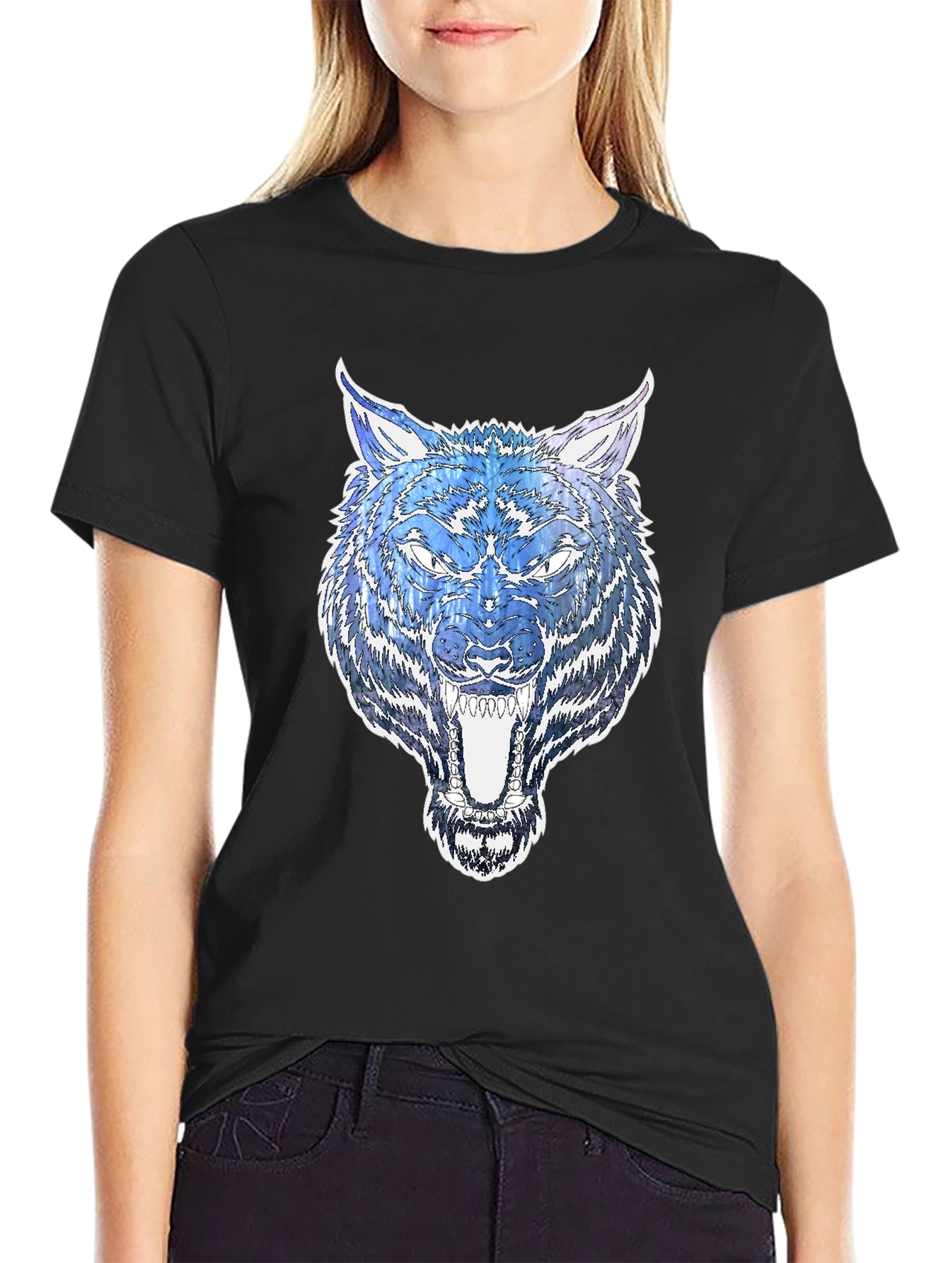 Black Black Wolf Graphic Tee - Bold & Stylish view 2