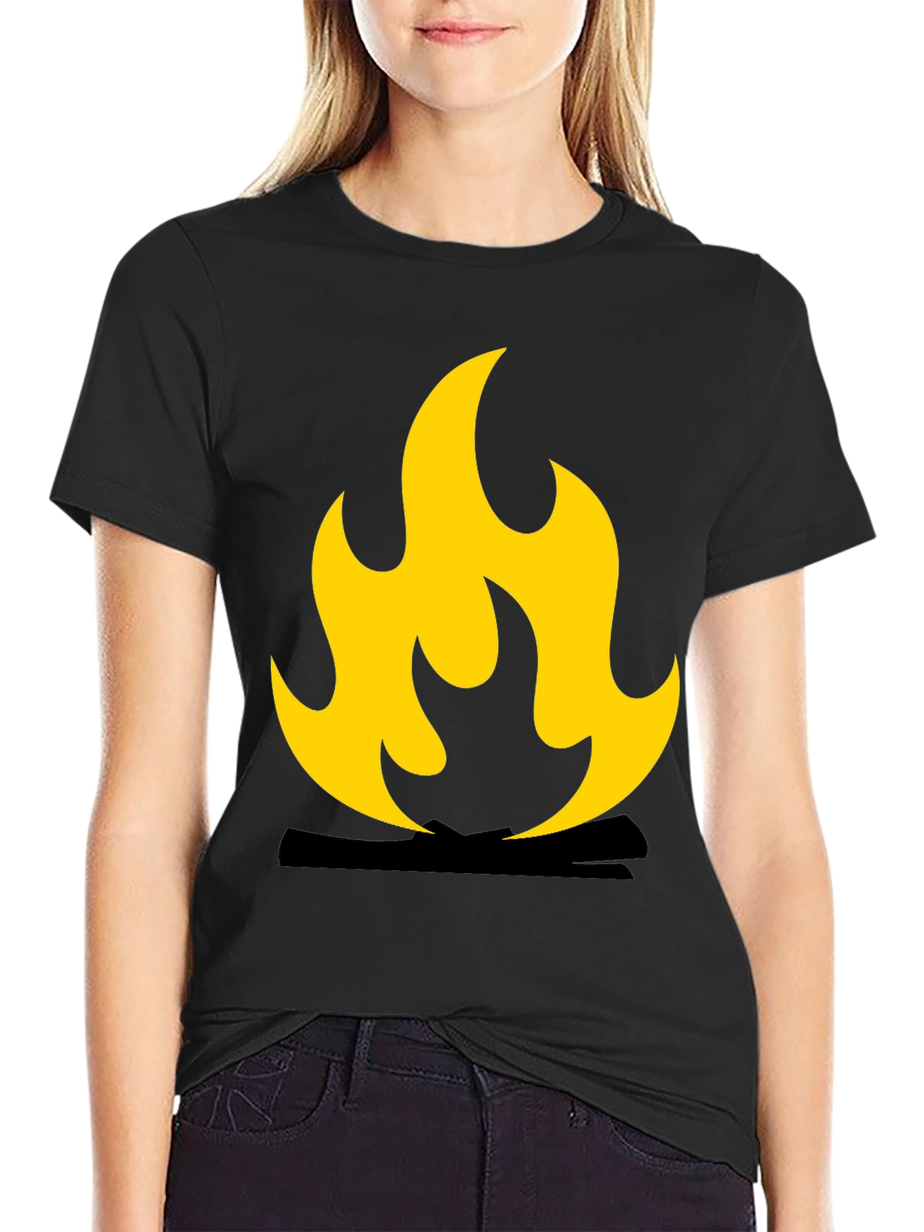 Black Flame Graphic Black T-Shirt view 2