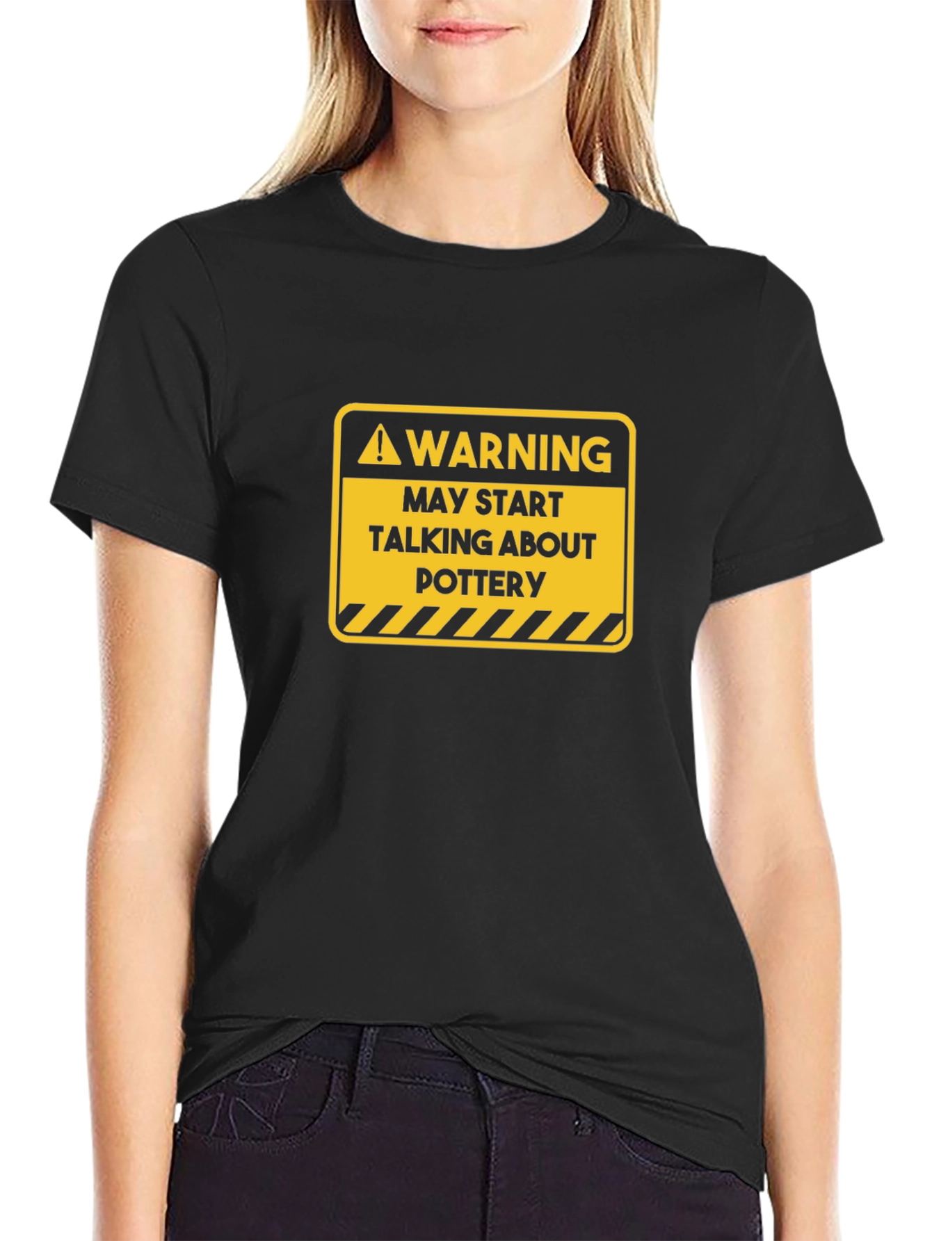 Black Warning: May Start Talking About Pottery T-Shirt view 2