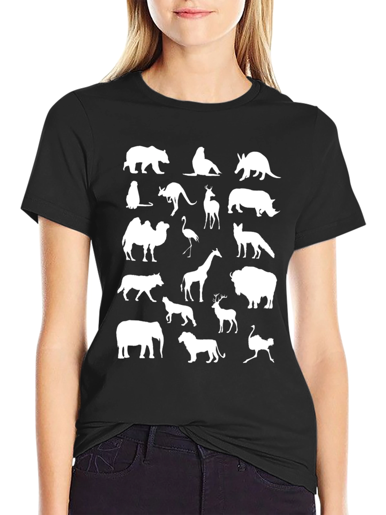 Black Animal Silhouettes Black T-Shirt view 2