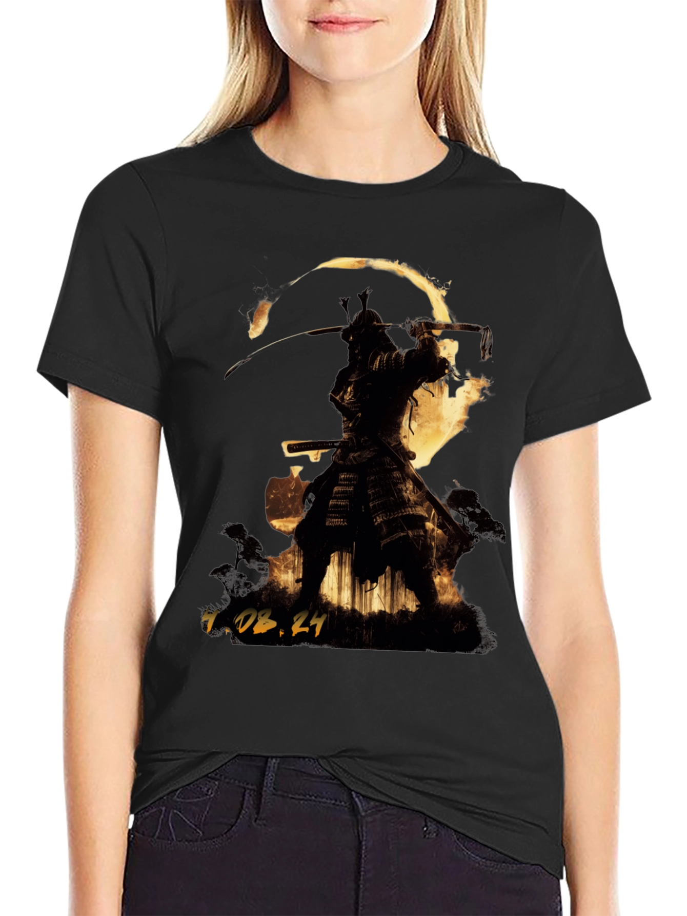 Black Samurai Warrior Graphic T-Shirt view 2