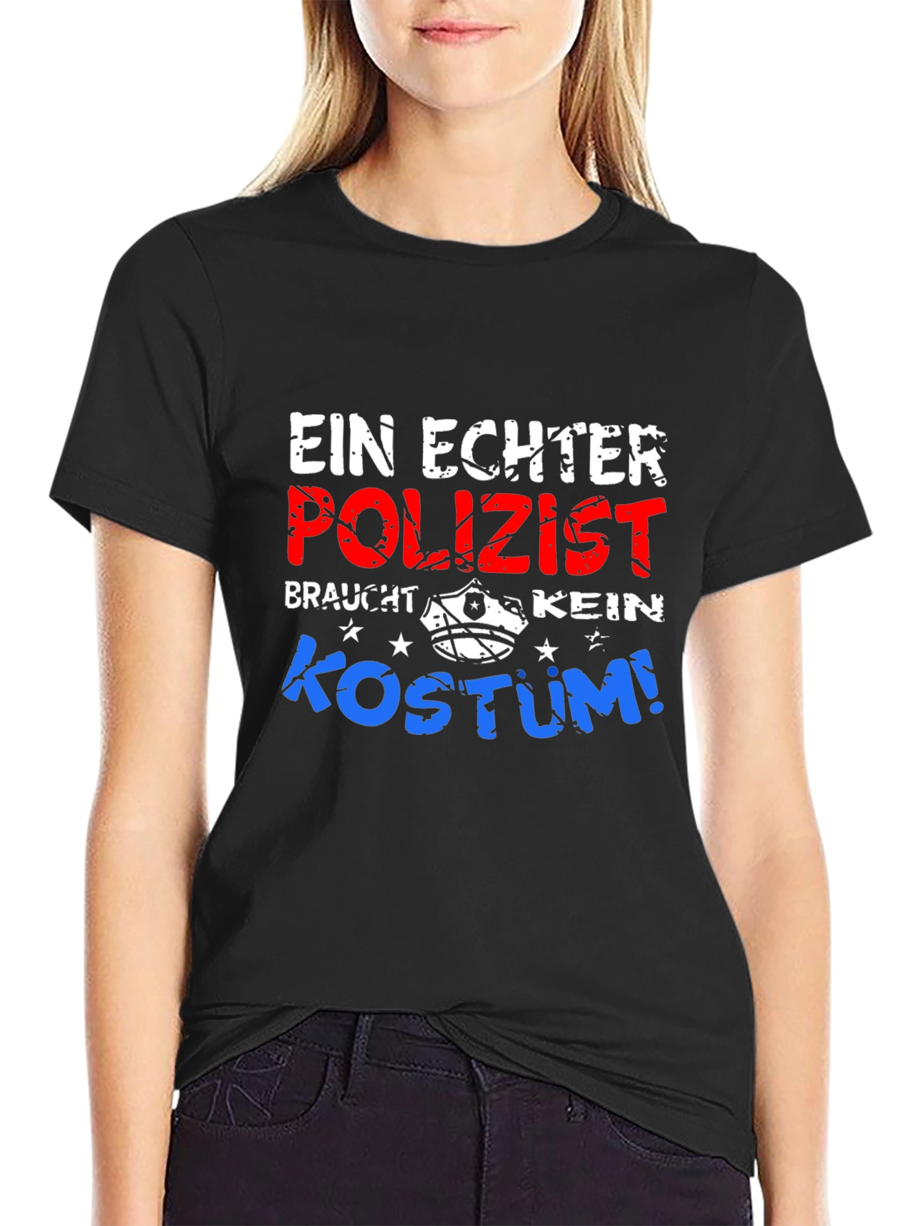 Black Ein Echter Polizist T-Shirt view 2