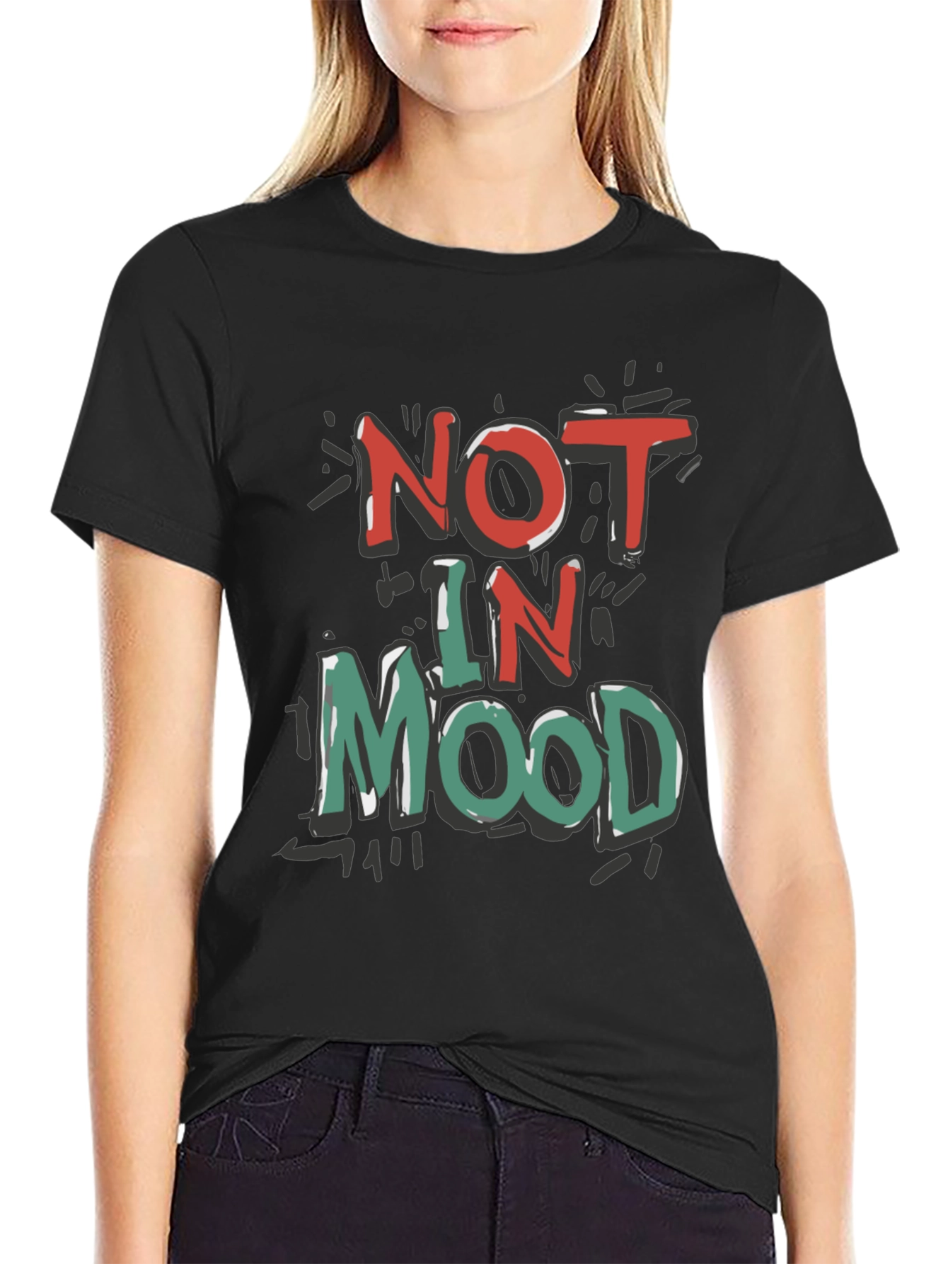 Black Not in Mood Graphic Tee - Unisex Casual T-Shirt view 2