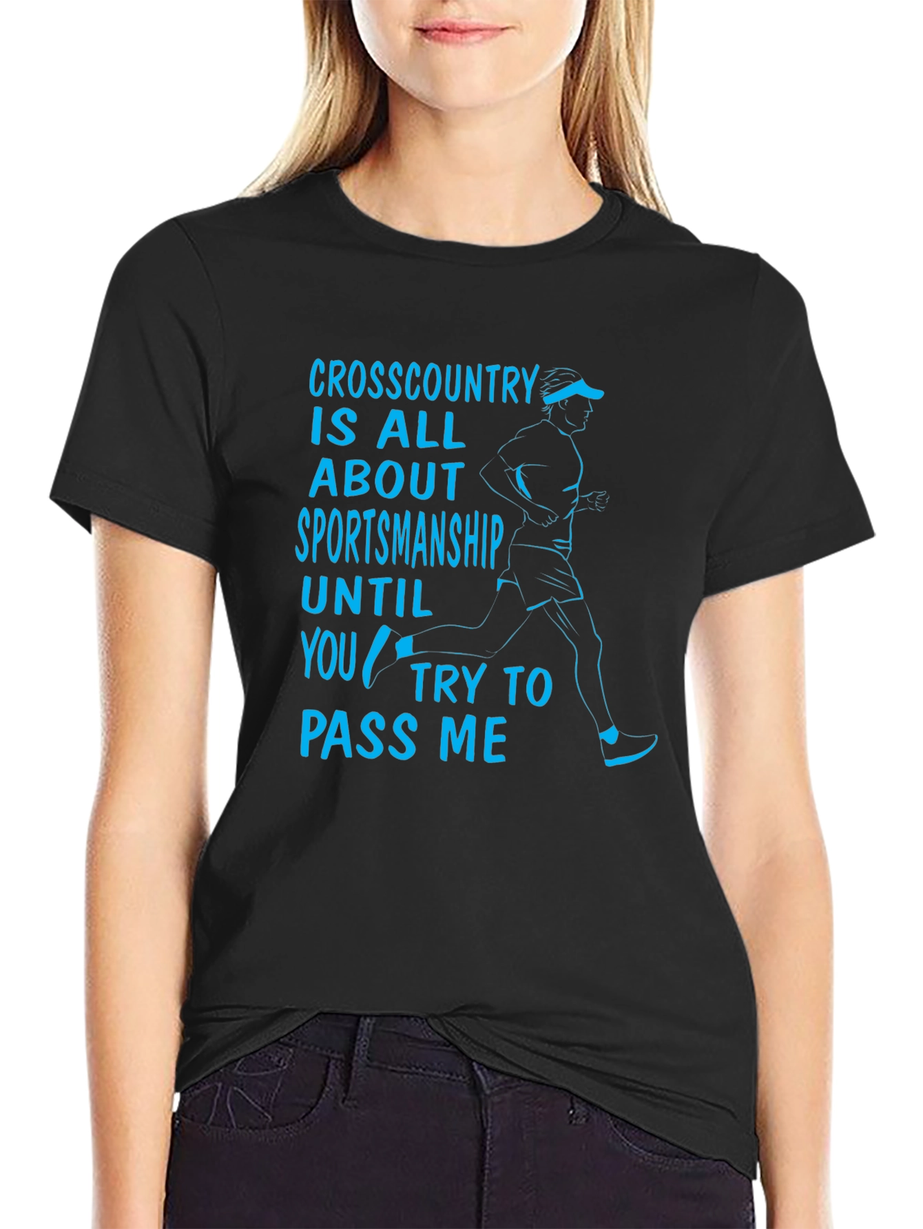Black Funny Cross Country Sportsmanship Graphic T-Shirt view 2