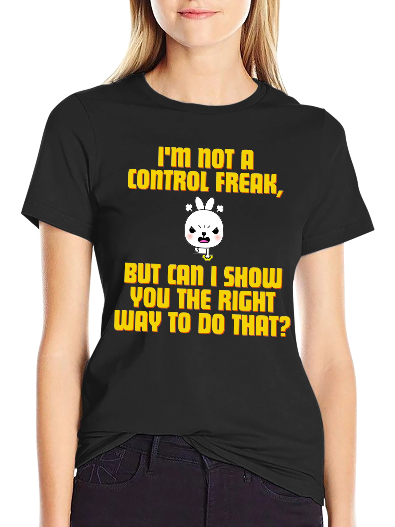 Black Control Freak Graphic Tee - Funny Novelty T-Shirt view 2