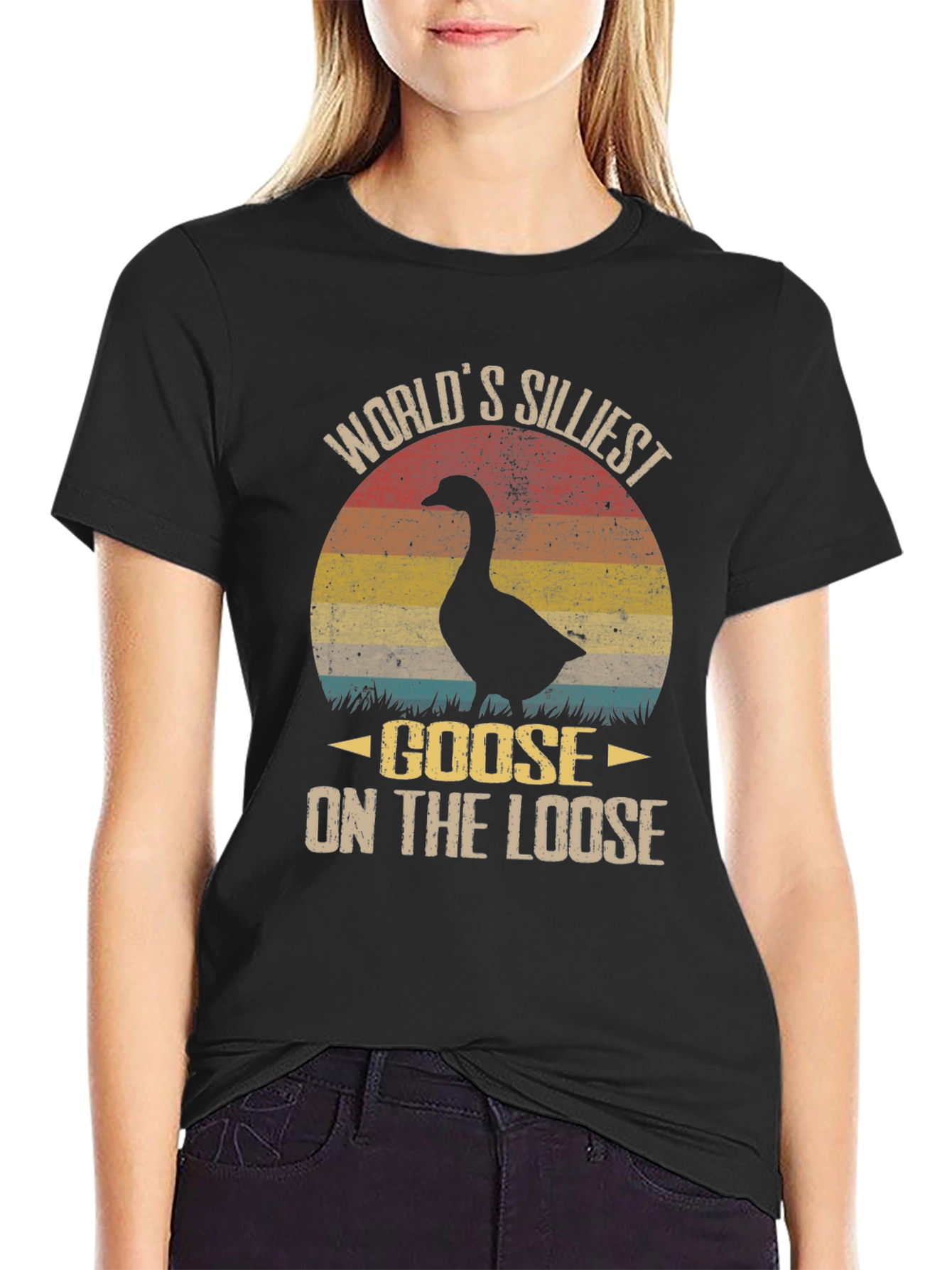 Black World's Silliest Goose T-Shirt view 2