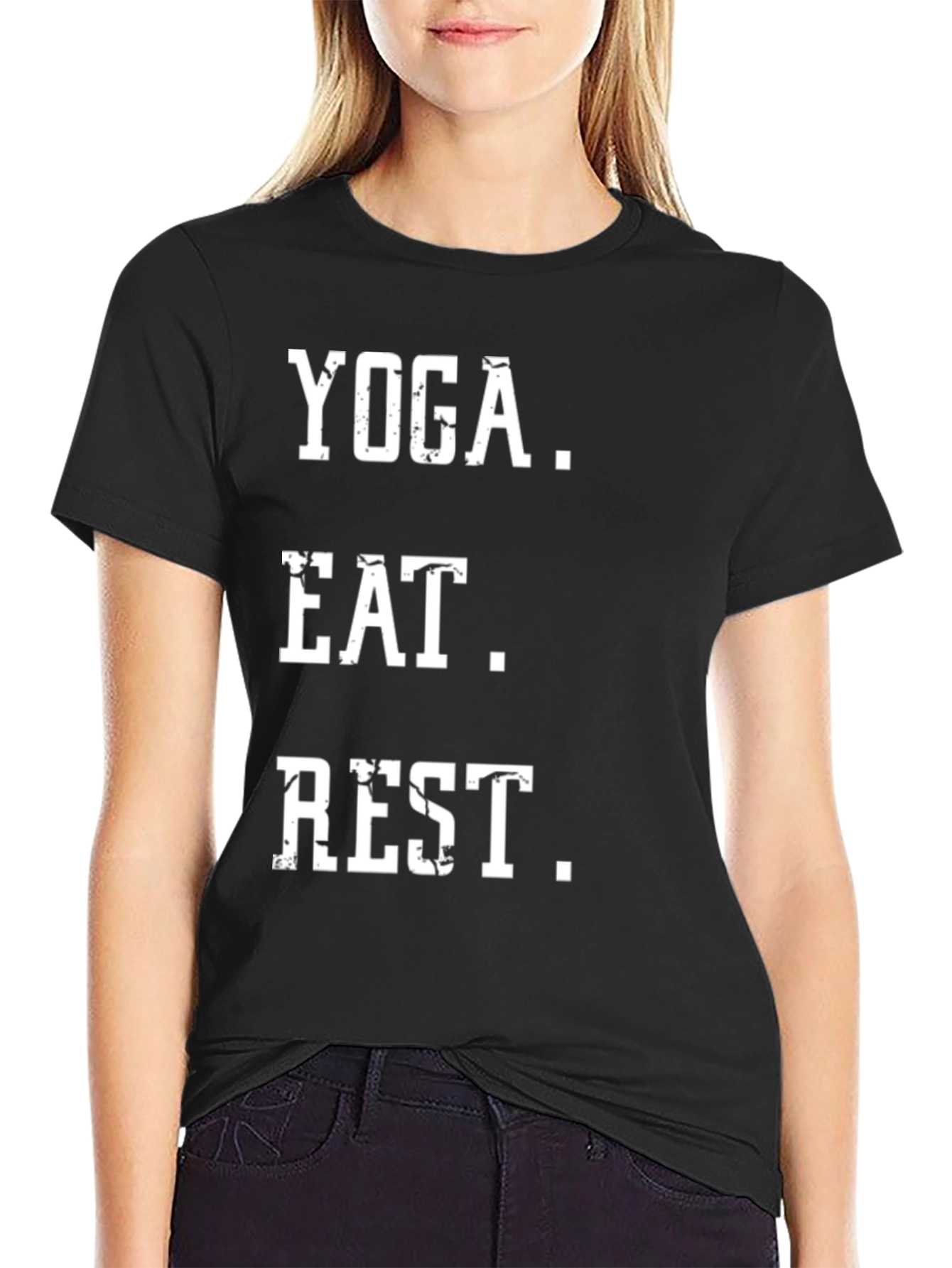 Black Yoga Eat Rest Graphic Tee - Relaxed Fit view 2
