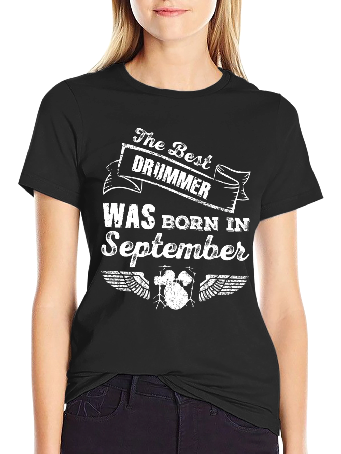 Black The Best Drummer Born in September T-Shirt view 2