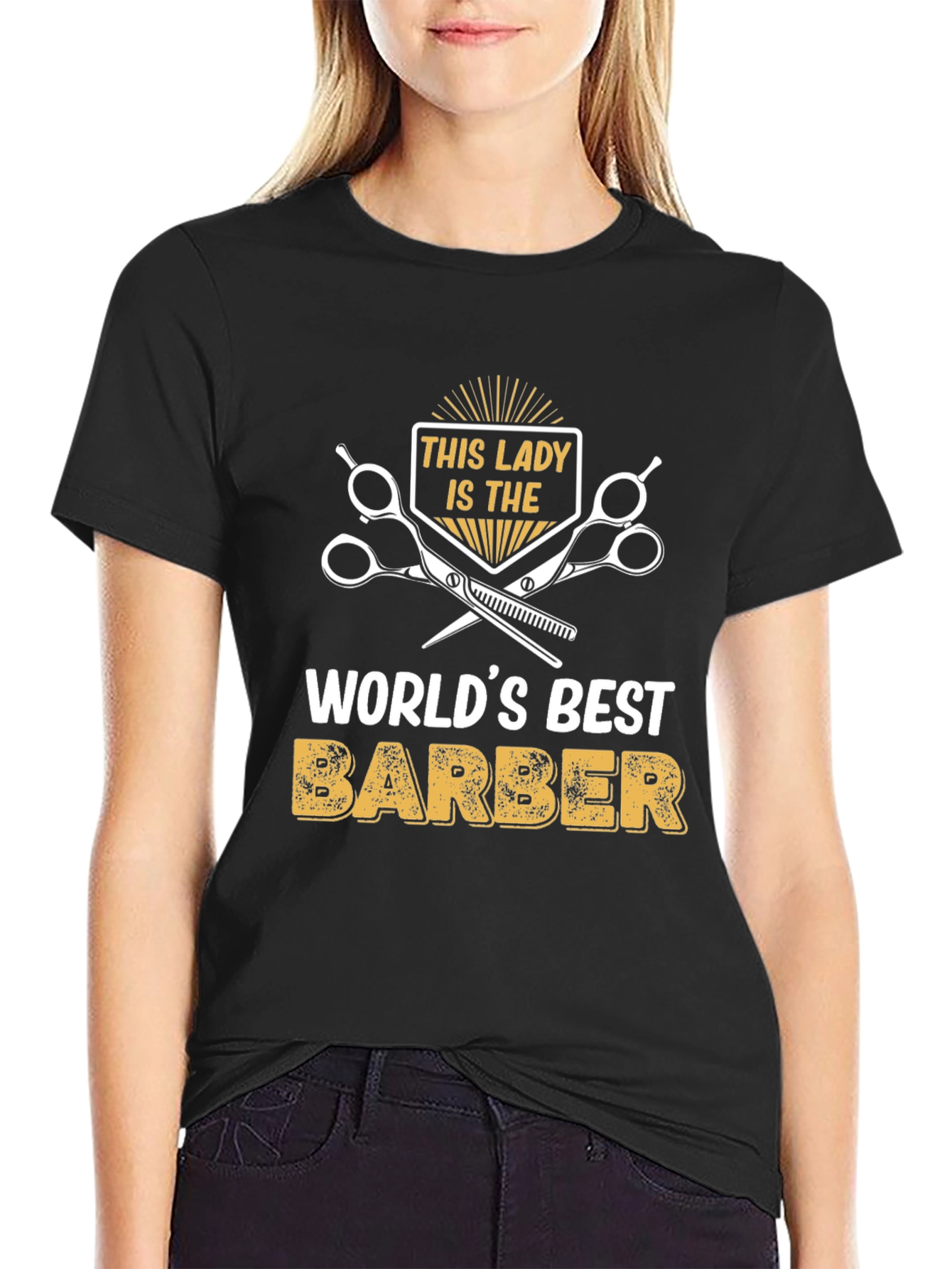Black World's Best Lady Barber T-Shirt - Black view 2
