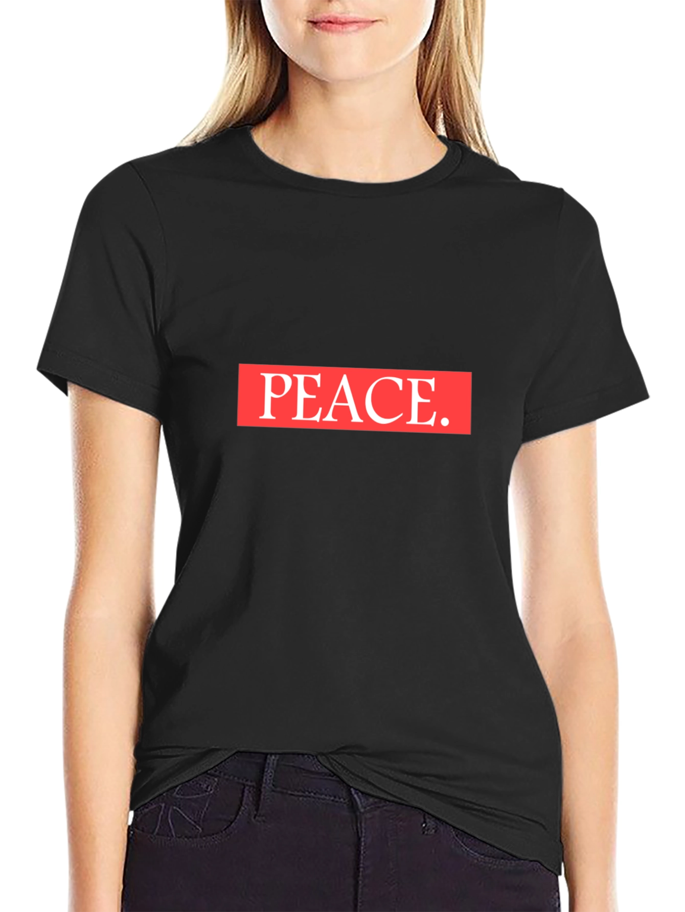 Black Peace Graphic Tee - Soft Cotton Casual Shirt view 2