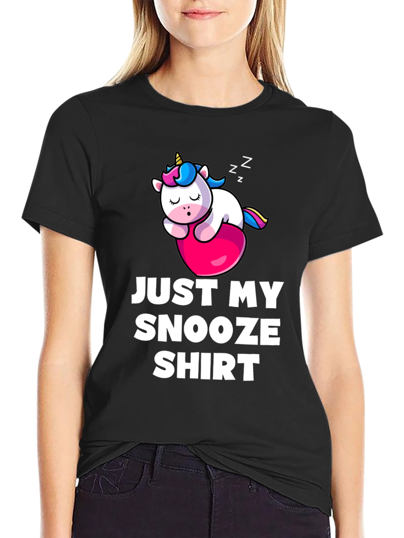 Black Just My Snooze Shirt - Unicorn Sleep Tee view 2