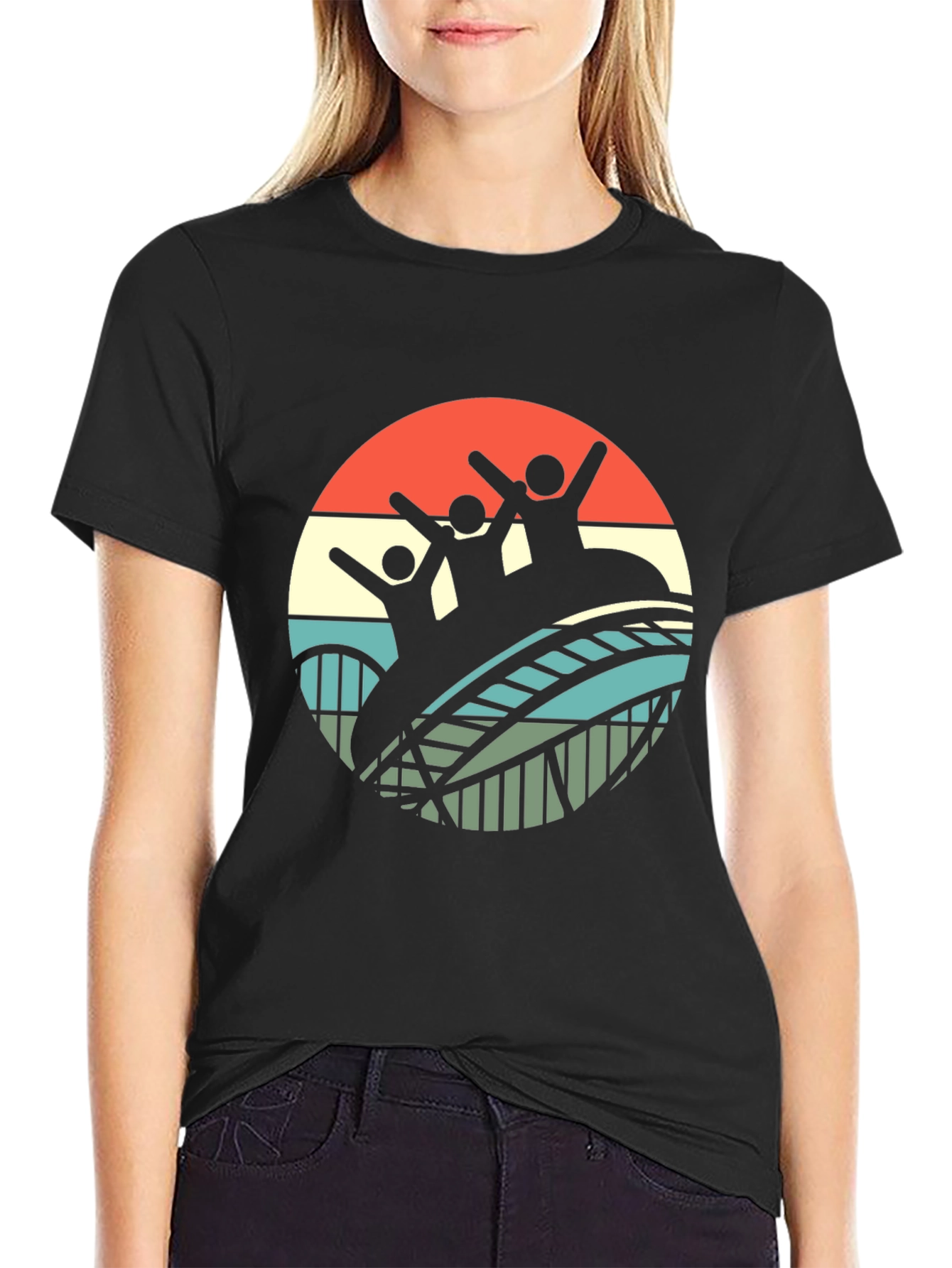 Black Retro Roller Coaster Ride T-Shirt - Black view 2