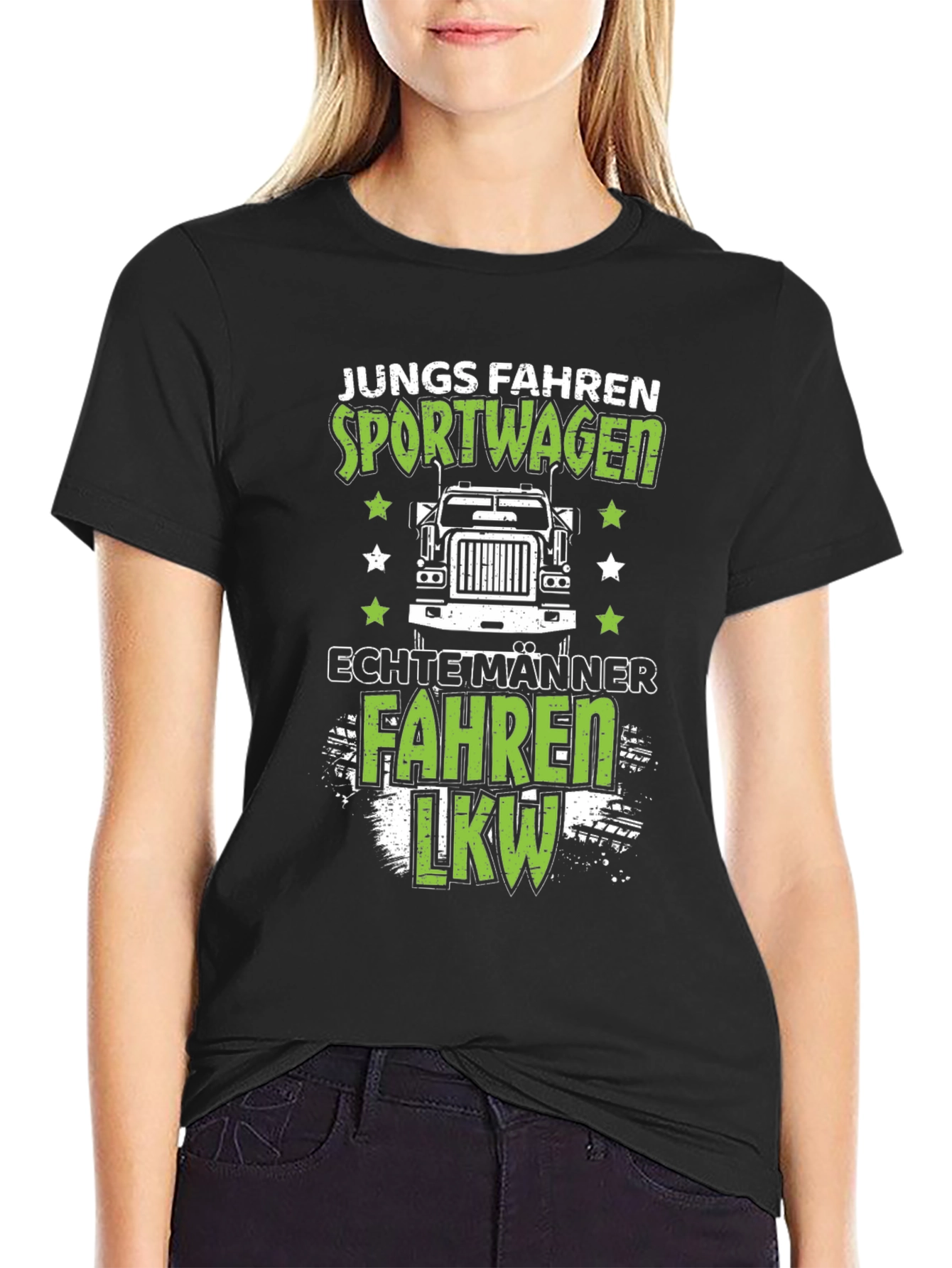 Black Funny Trucker T-Shirt - Junge Fahren Sportwagen view 2