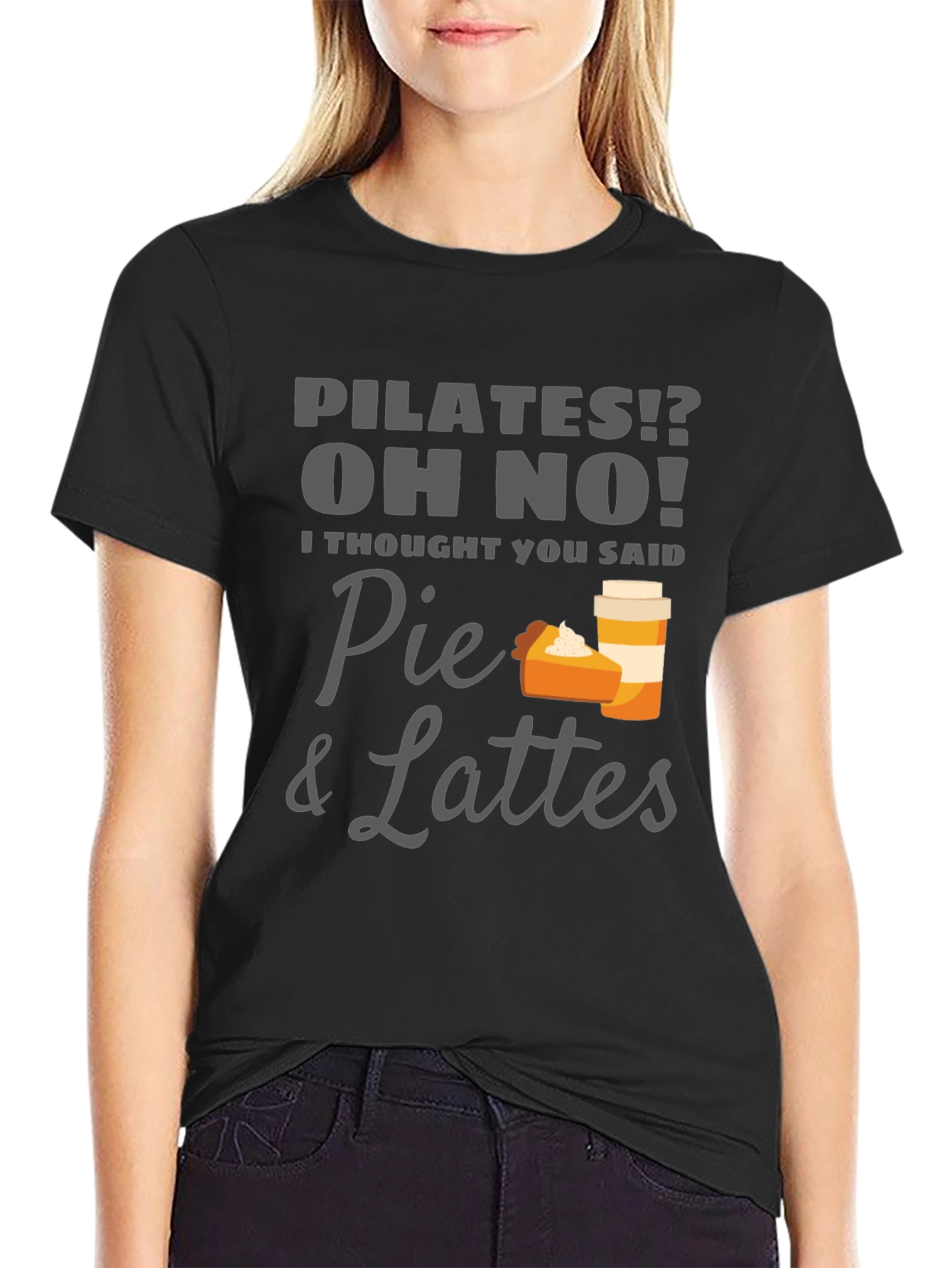 Black Pie & Lattes Graphic Tee - Funny Pilates T-Shirt view 2