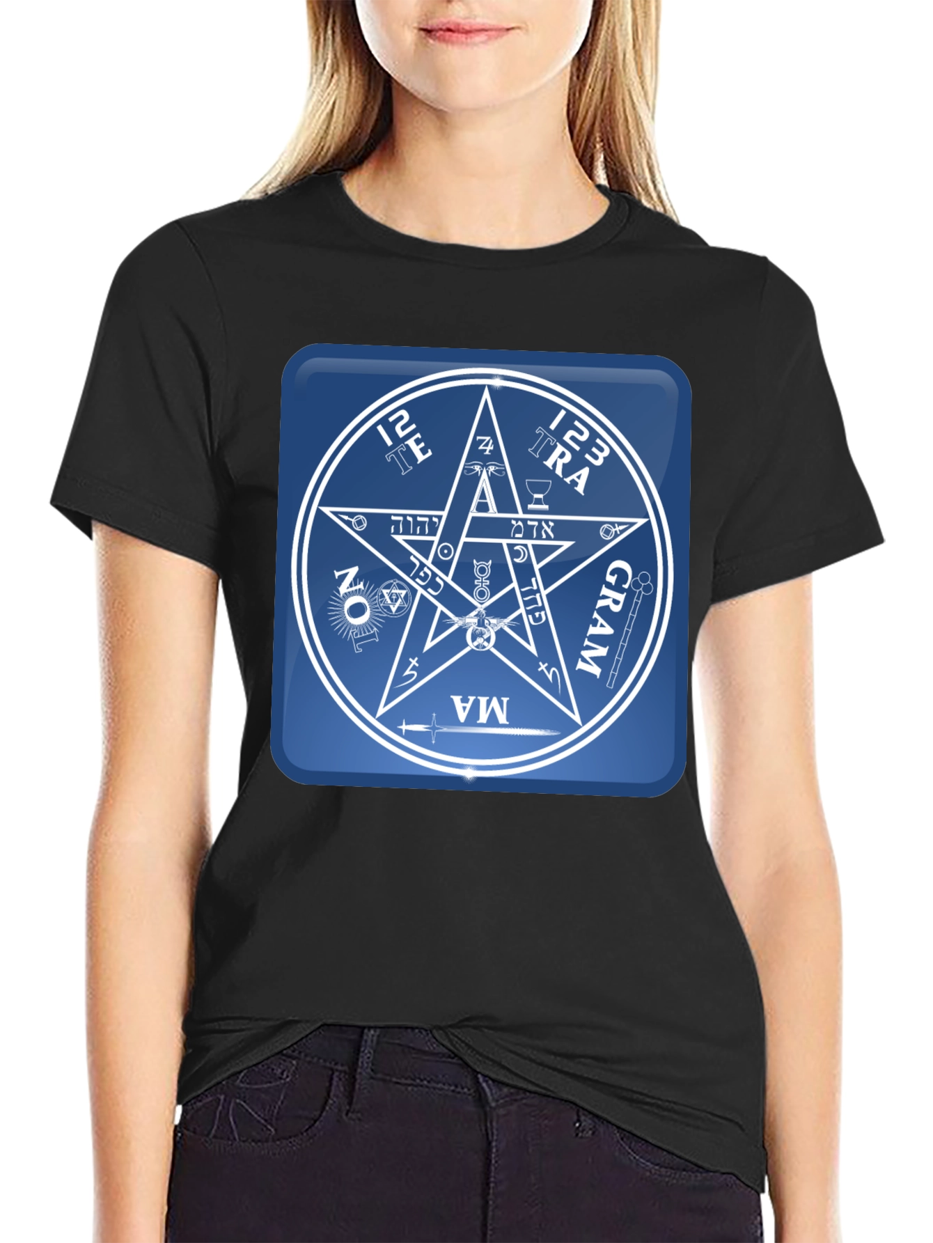 Black Esoteric Symbol Graphic Tee - Unisex Black T-Shirt view 2