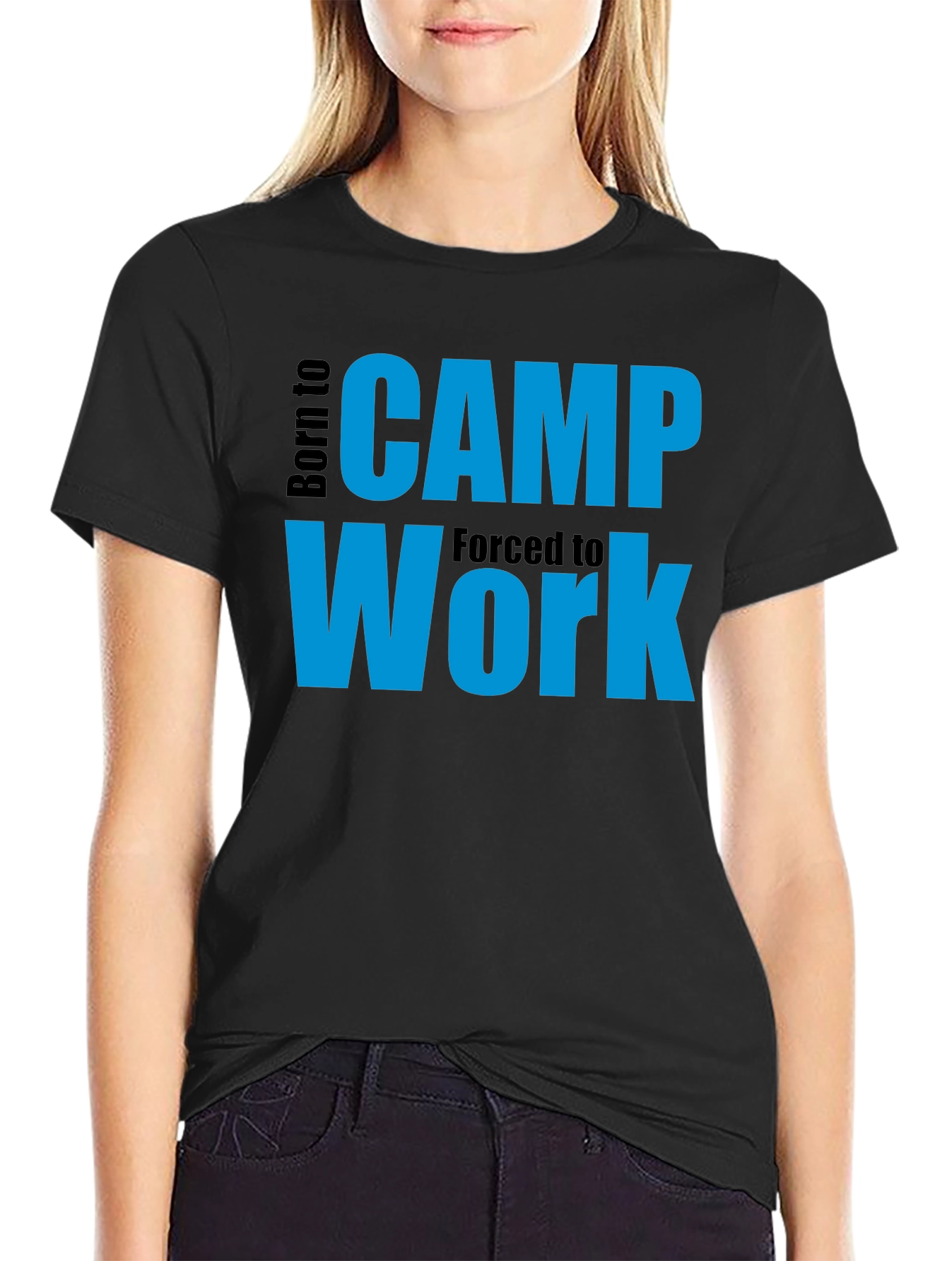 Black Born to Camp T-Shirt - Funny Outdoor Tee view 2