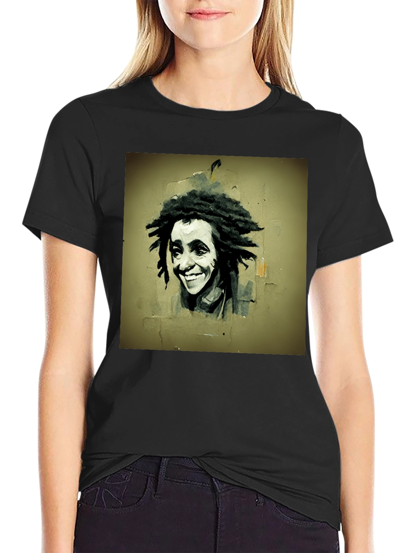 Black Rasta Portrait Graphic Tee - Unique Style view 2