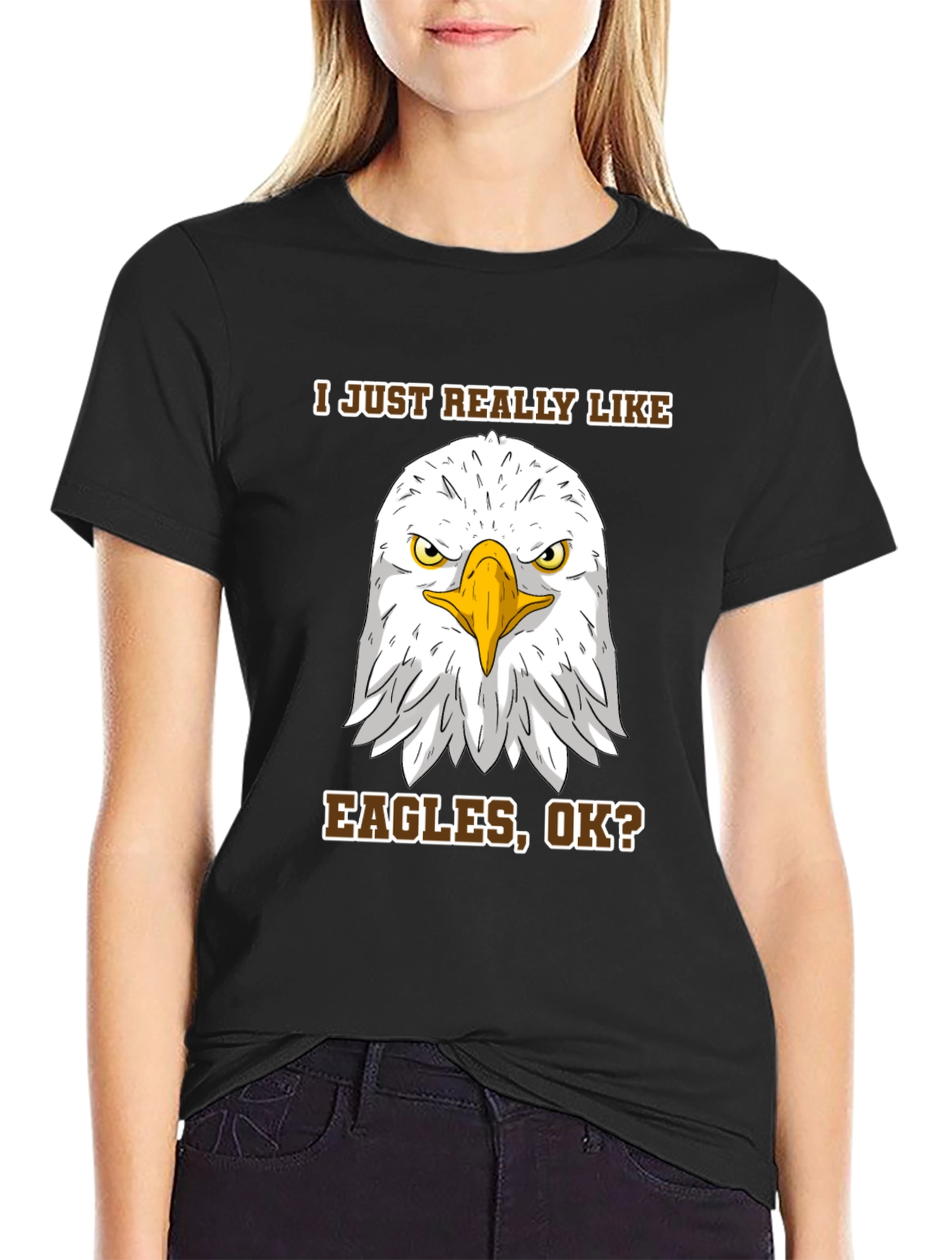 Black Eagle Lover T-Shirt - I Just Really Like Eagles, Ok? view 2