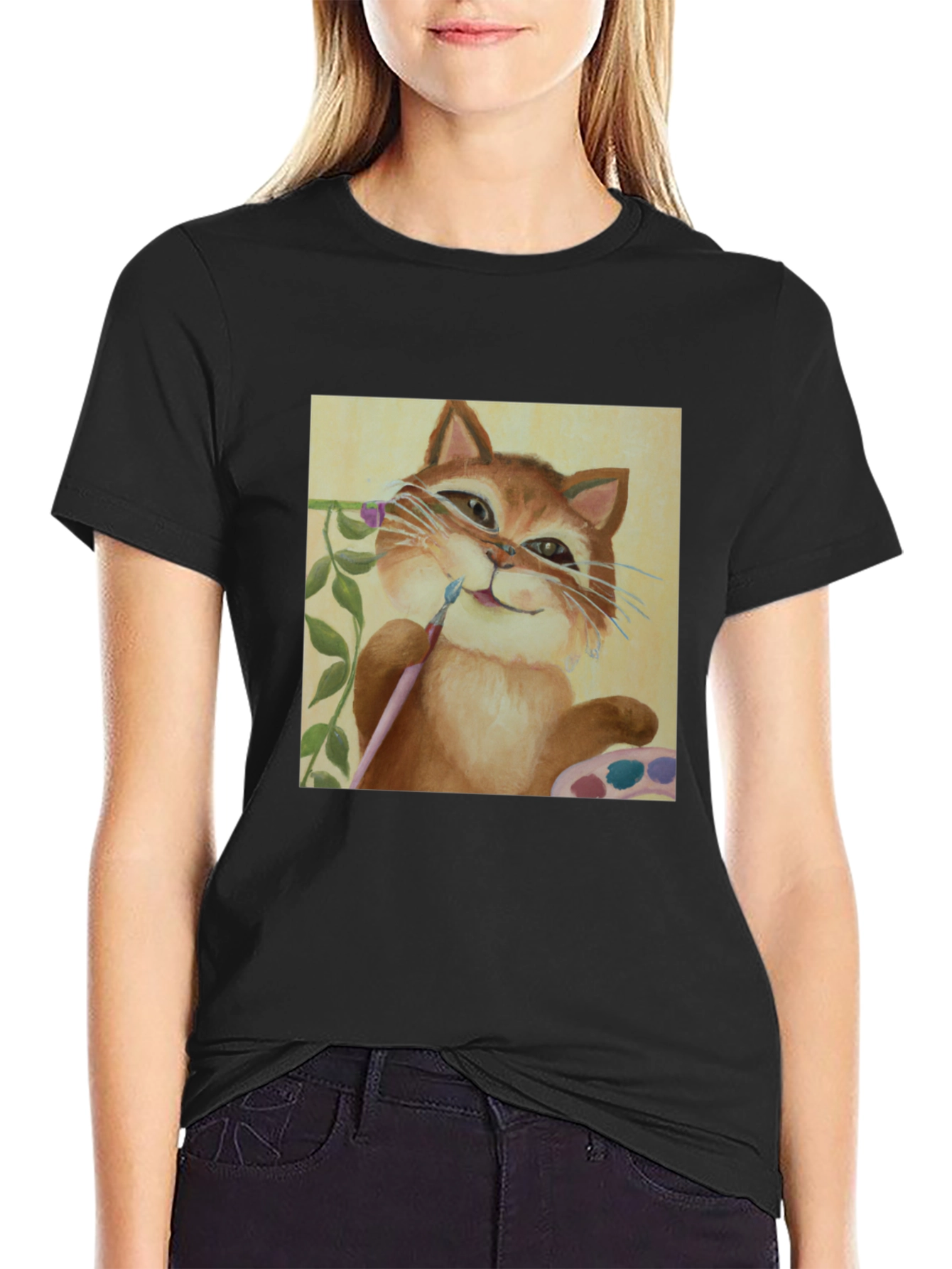 Cat Artist T-Shirt - Whimsical Painter Tee - 2