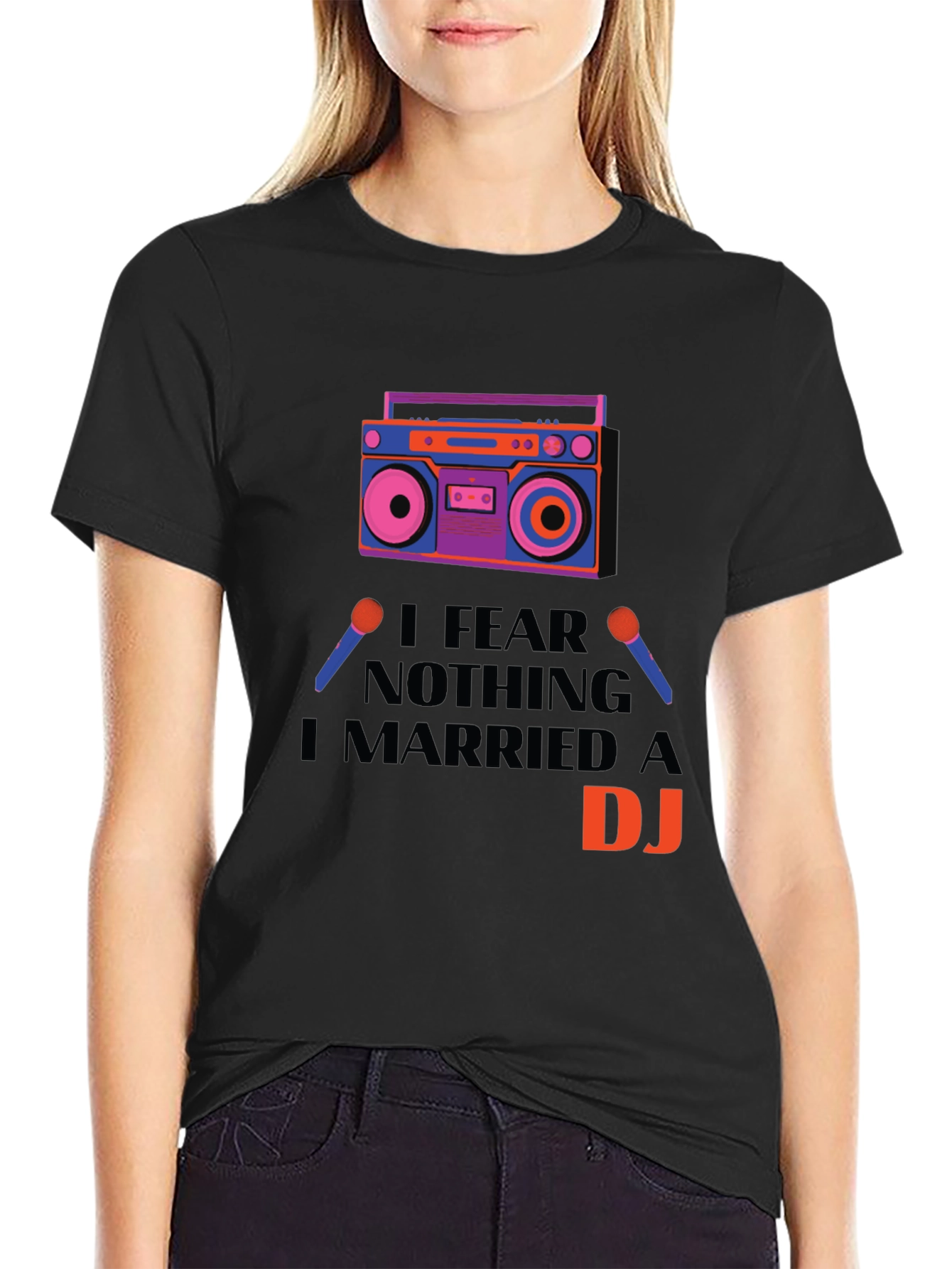 Black I Married a DJ Graphic T-Shirt view 2
