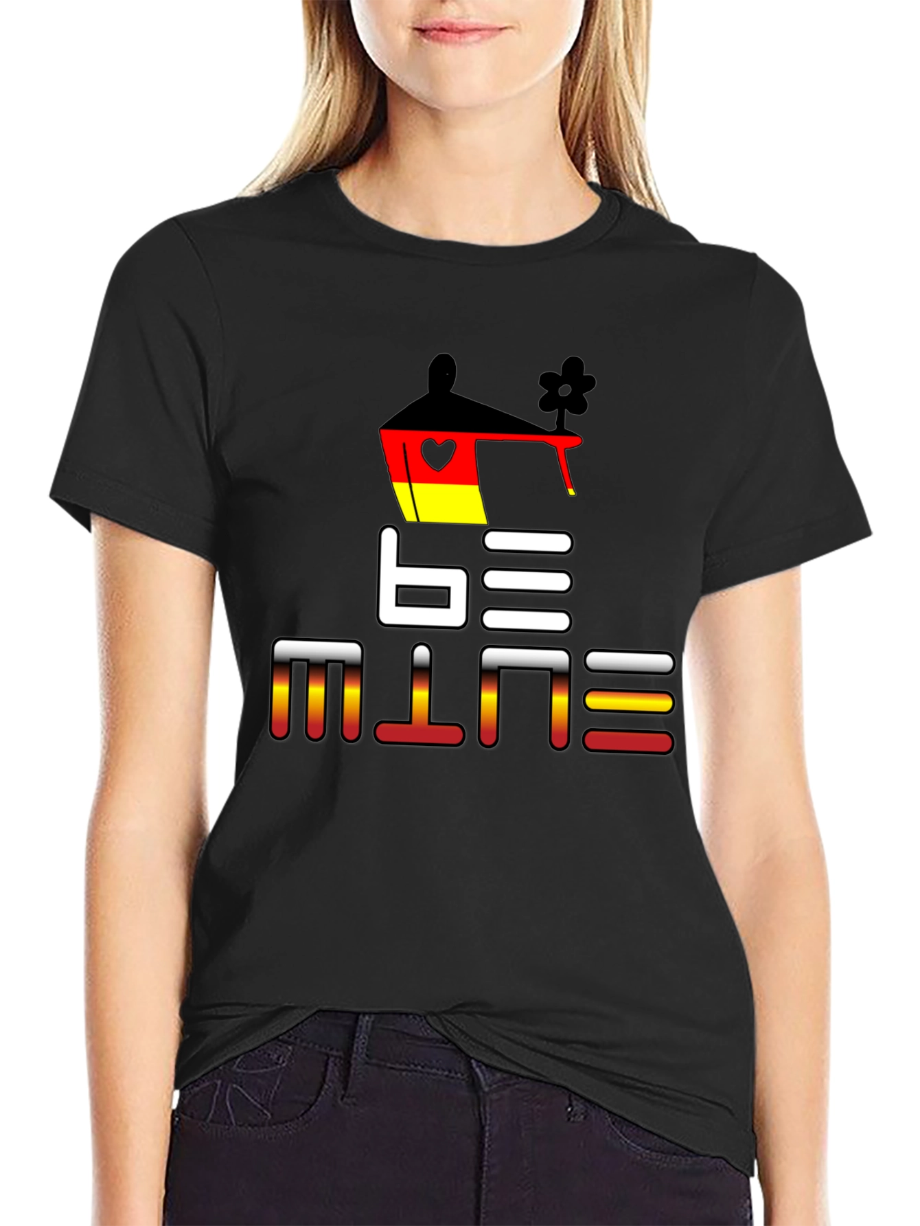 Black Be Mine Germany T-Shirt - Unique Love Design view 2