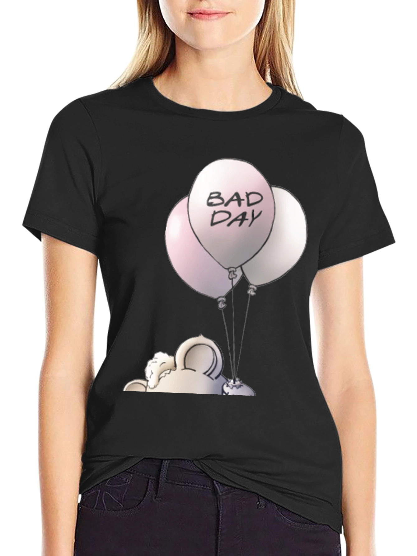 Black Bad Day Balloons Graphic Tee - Unisex Black T-Shirt view 2