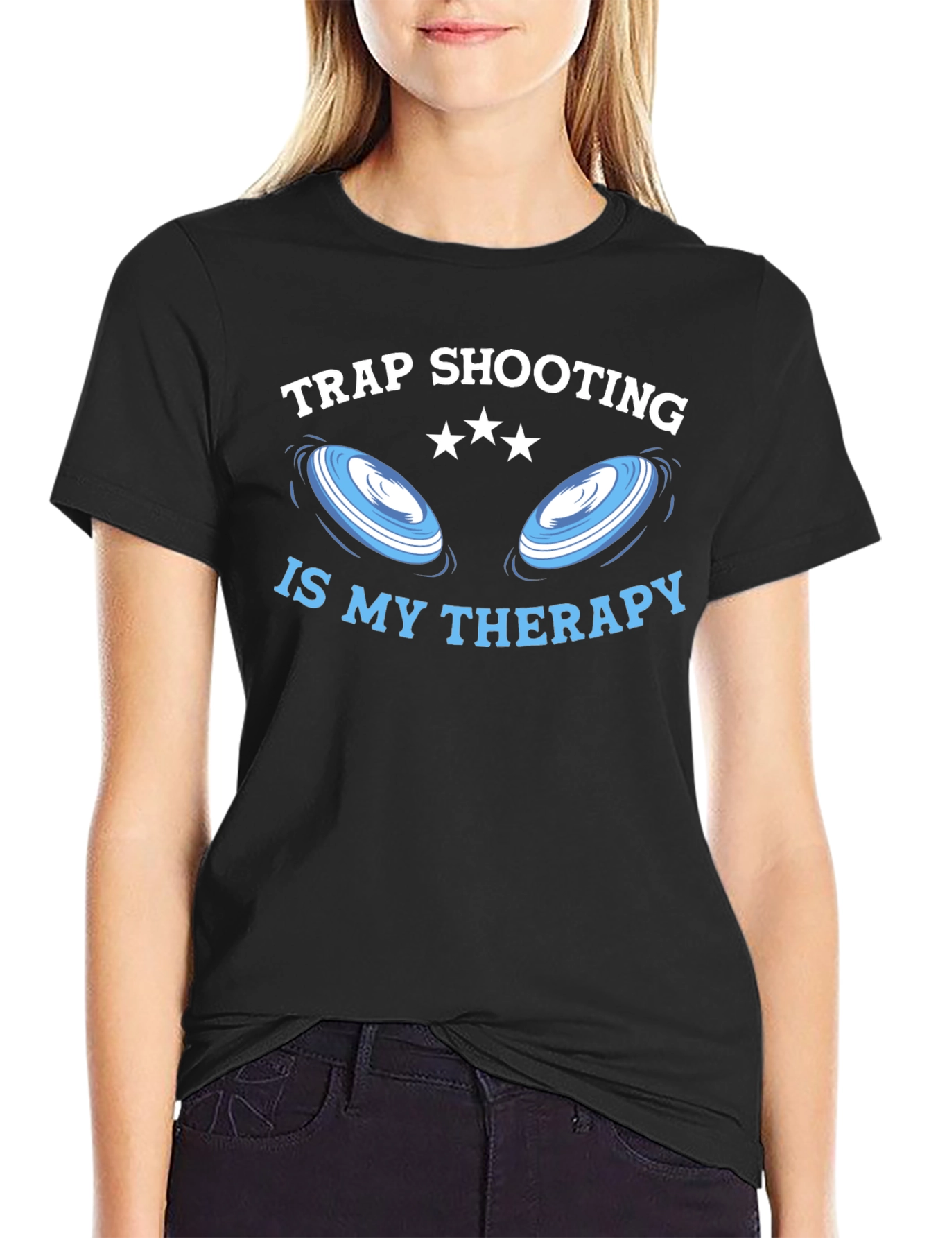 Black Trap Shooting Therapy T-Shirt view 2