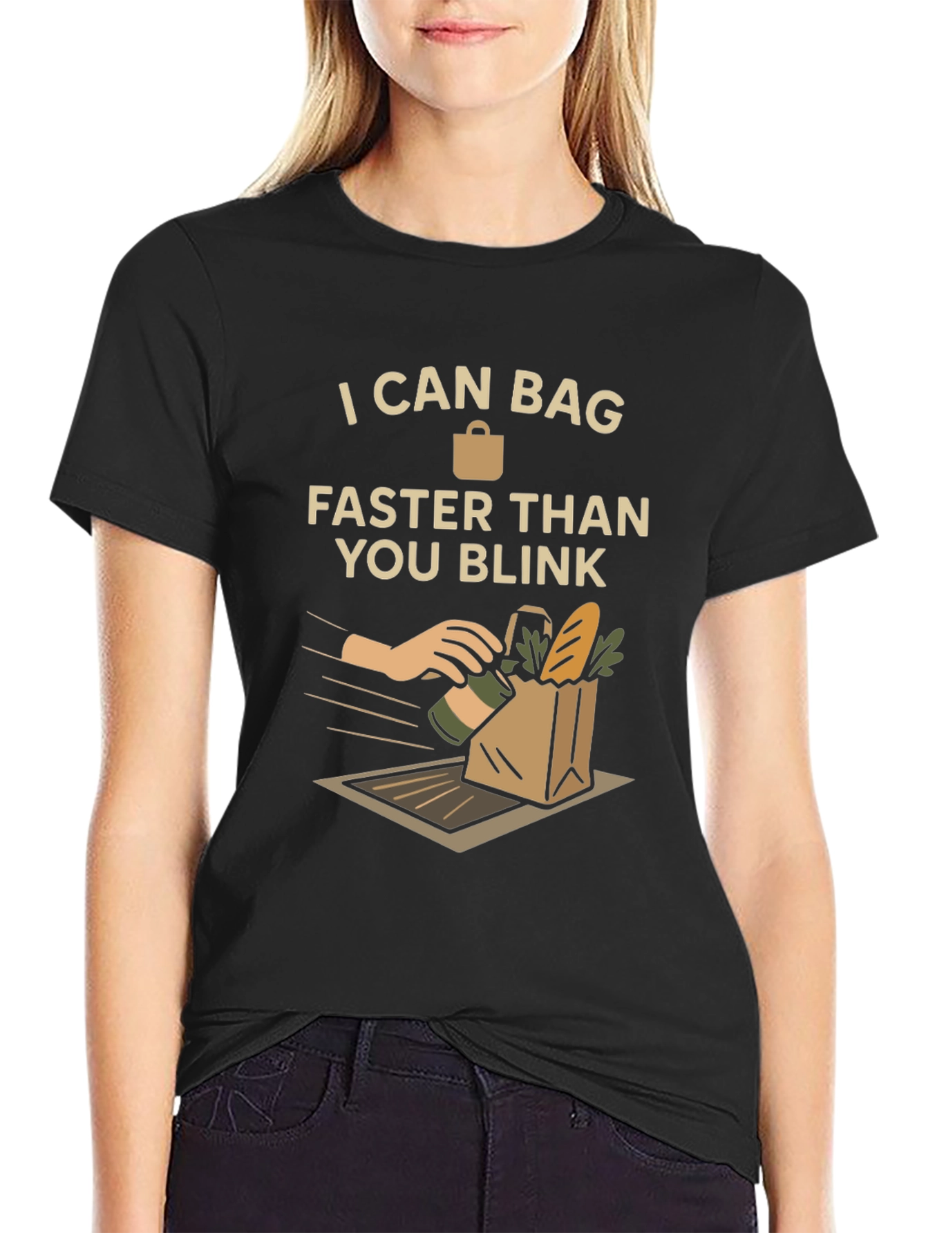 Black I Can Bag Faster T-Shirt view 2