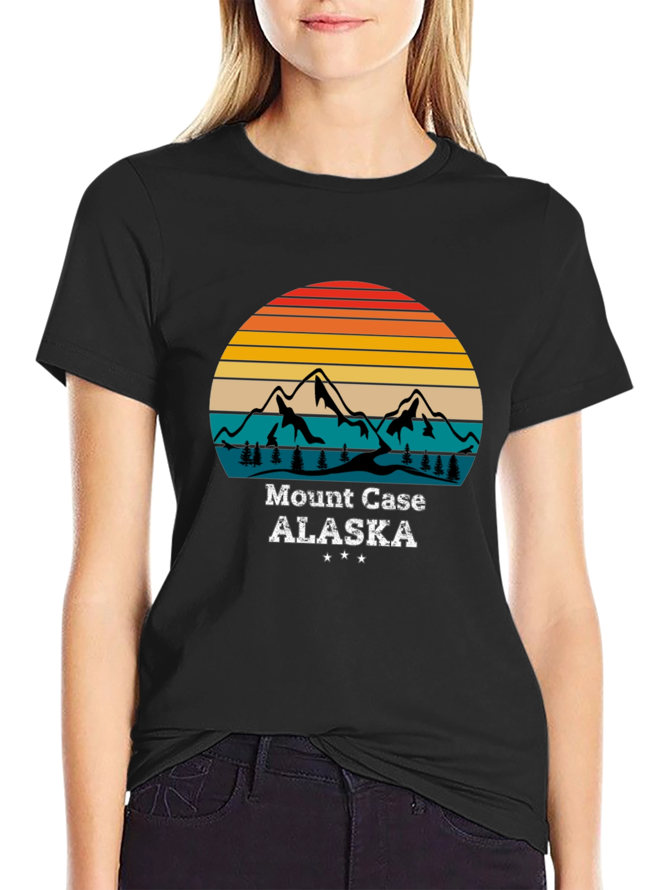 Black Mount Case Alaska Retro Graphic T-Shirt view 2