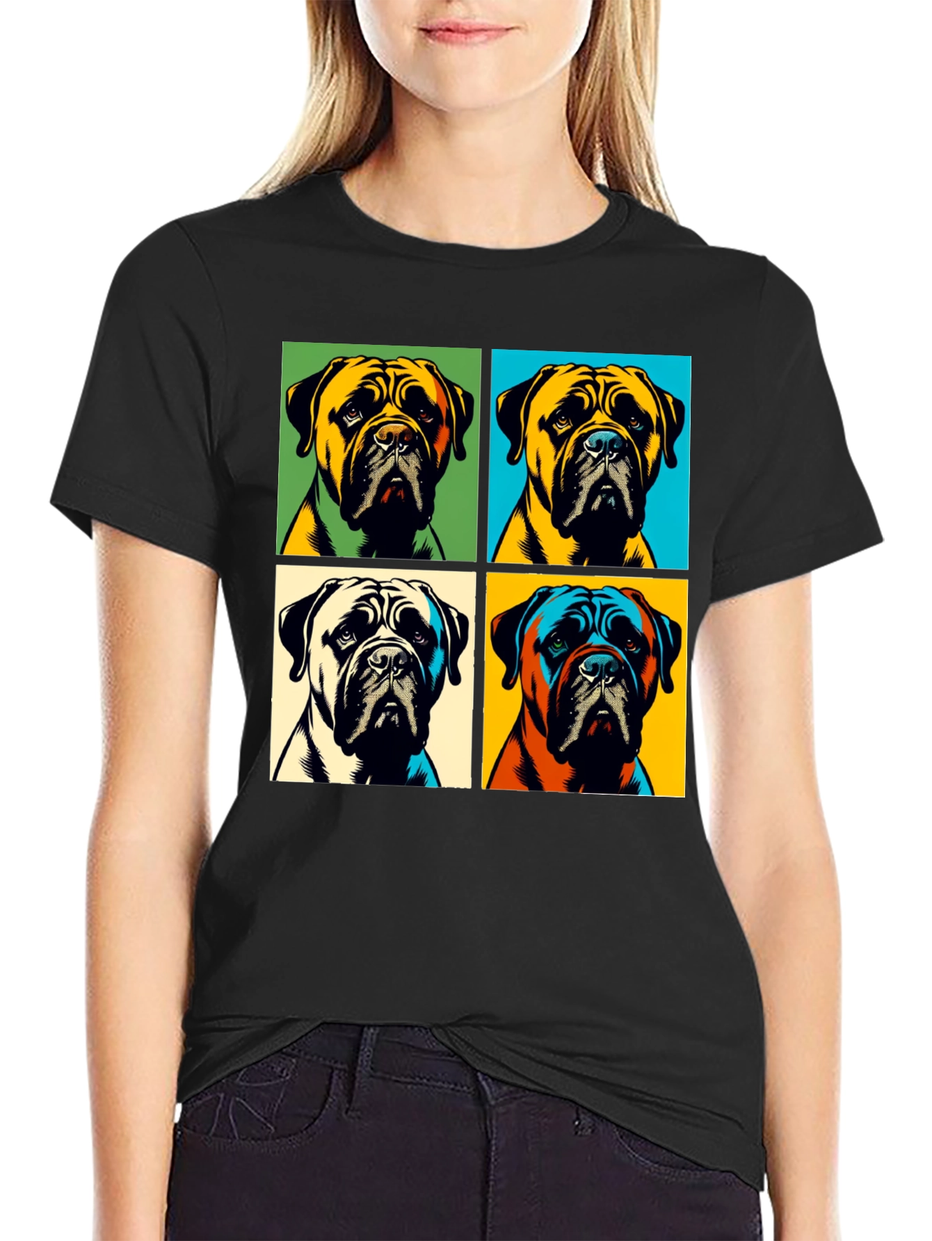 Black Pop Art Dog T-Shirt - Stylish Graphic Tee view 2