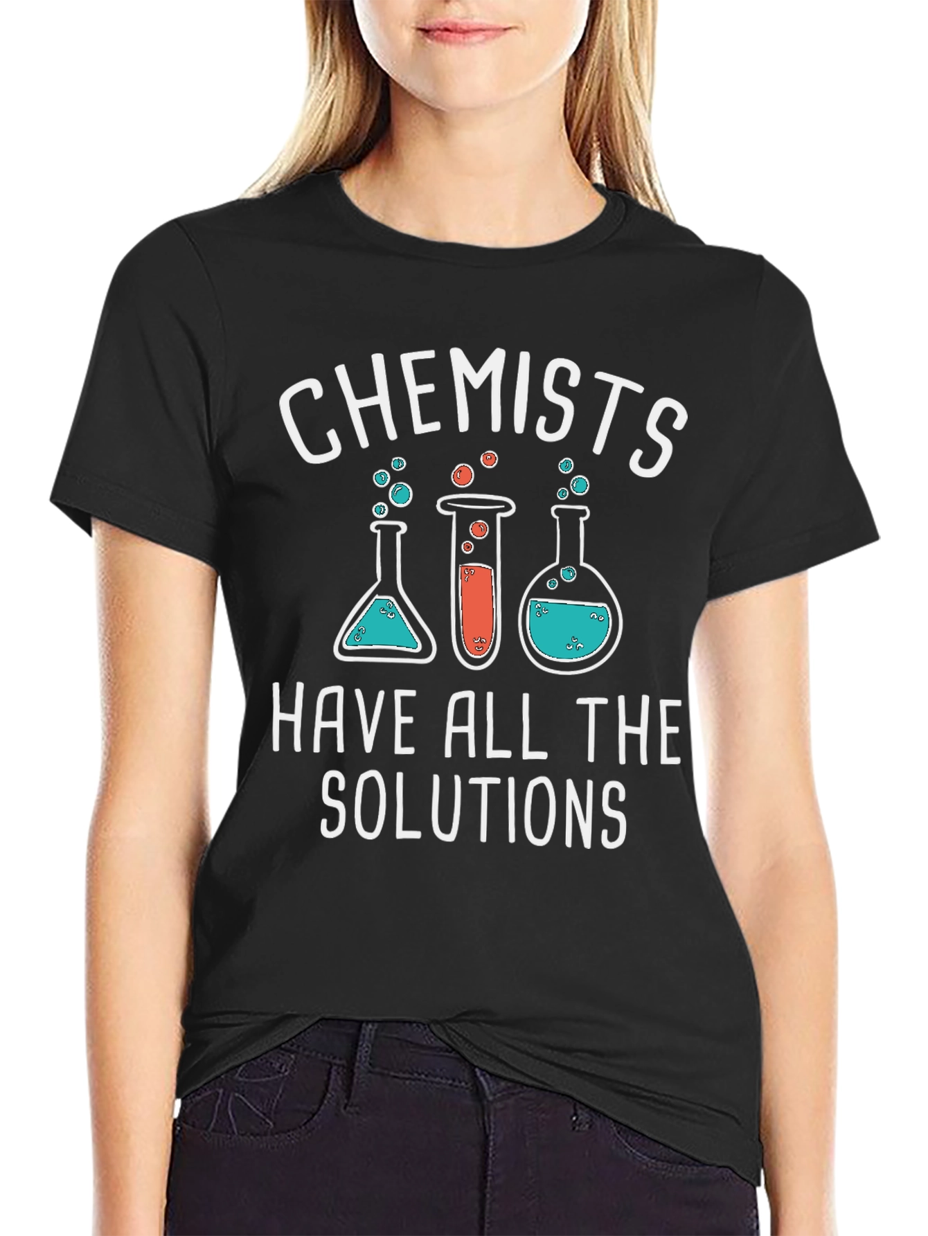 Black Chemist Humor Black T-Shirt - Solutions Graphic Tee view 2